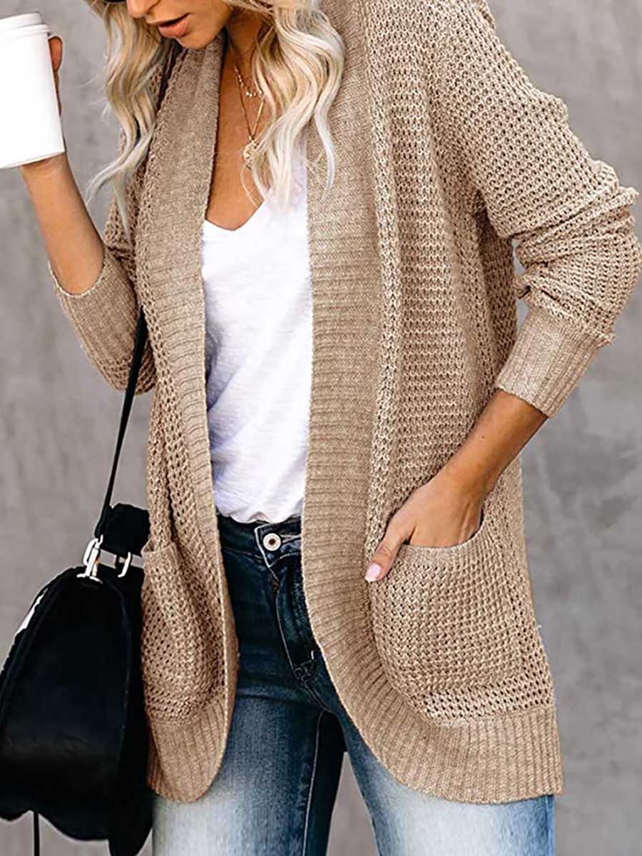 Stunncal Solid Color Long Sleeve Knitted Cardigan£¨5 colors£©