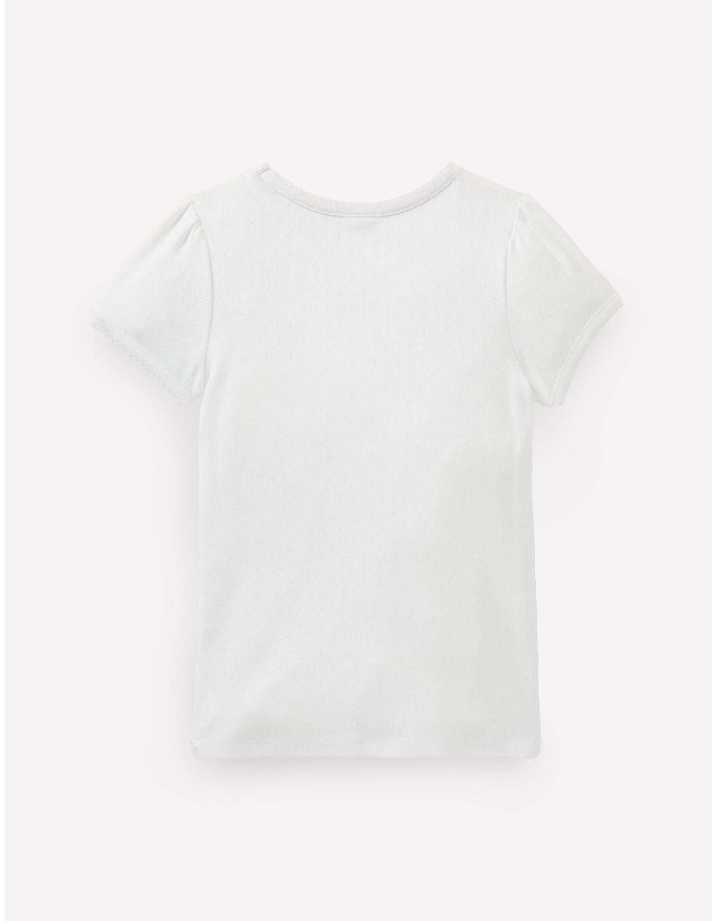 Short Sleeve Pointelle Top-White