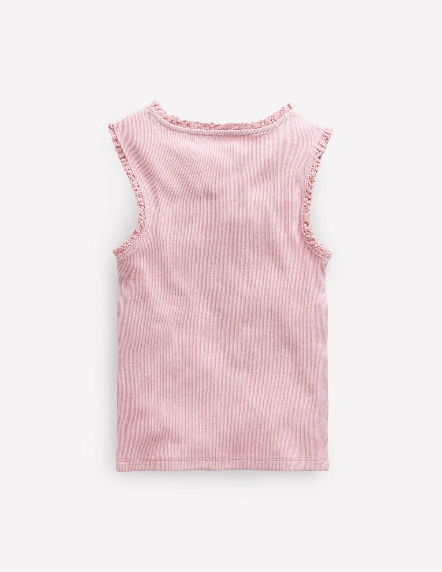 Ribbed Lace Trim Vest-French Pink