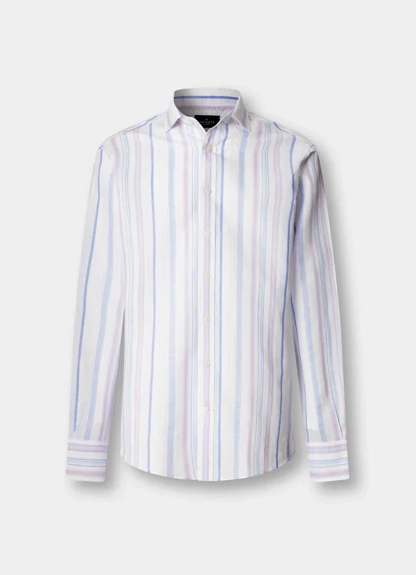 Tailored Fit Linen Blend Multi Stripe Shirt