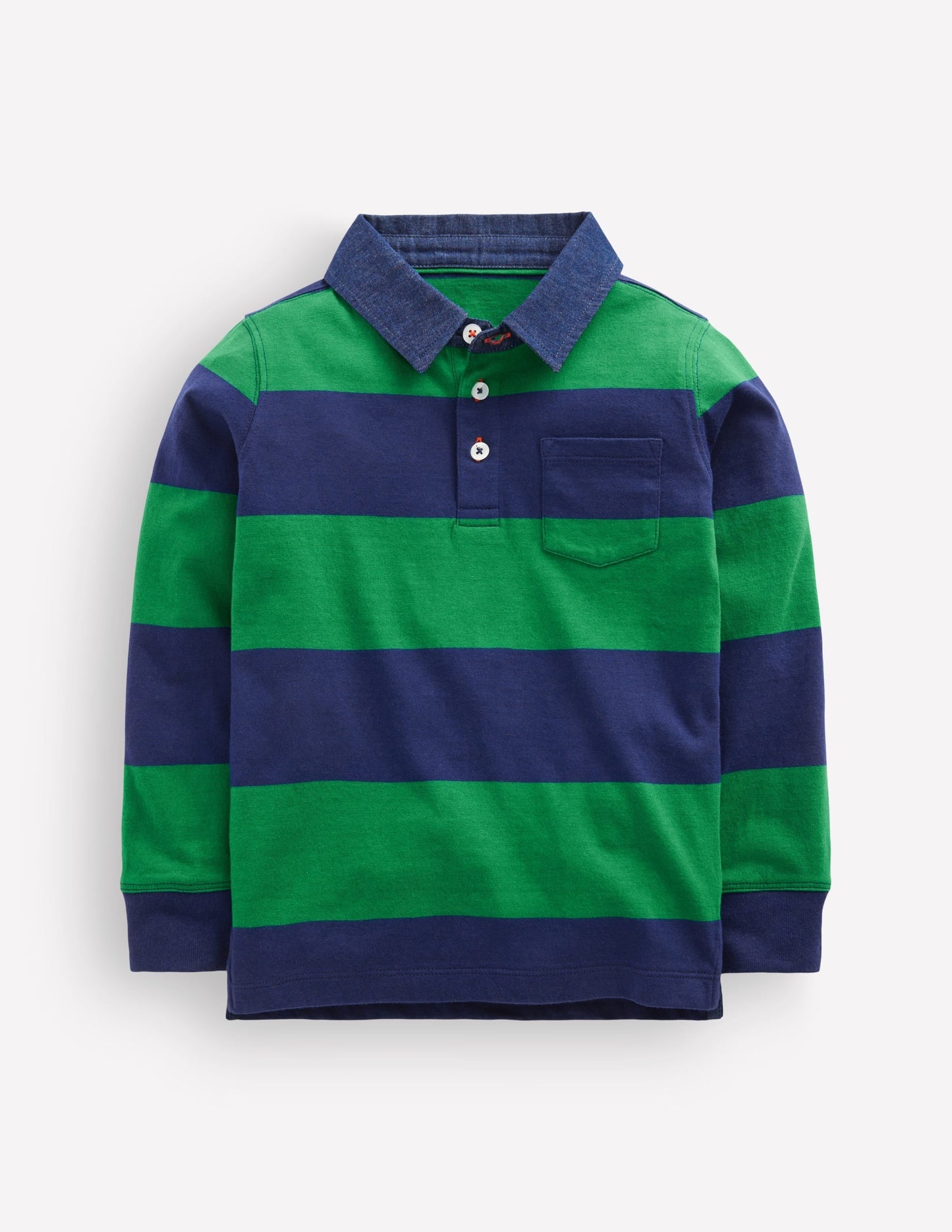 Long Sleeve Smart Polo Shirt-College Navy / Fresh Green