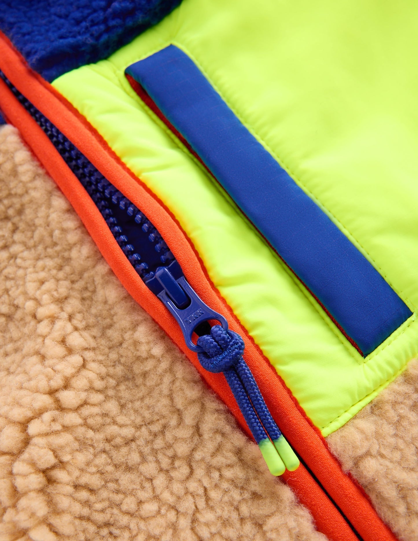 Cosy Colour Block Borg Jacket-Borg Yellow Colourblock