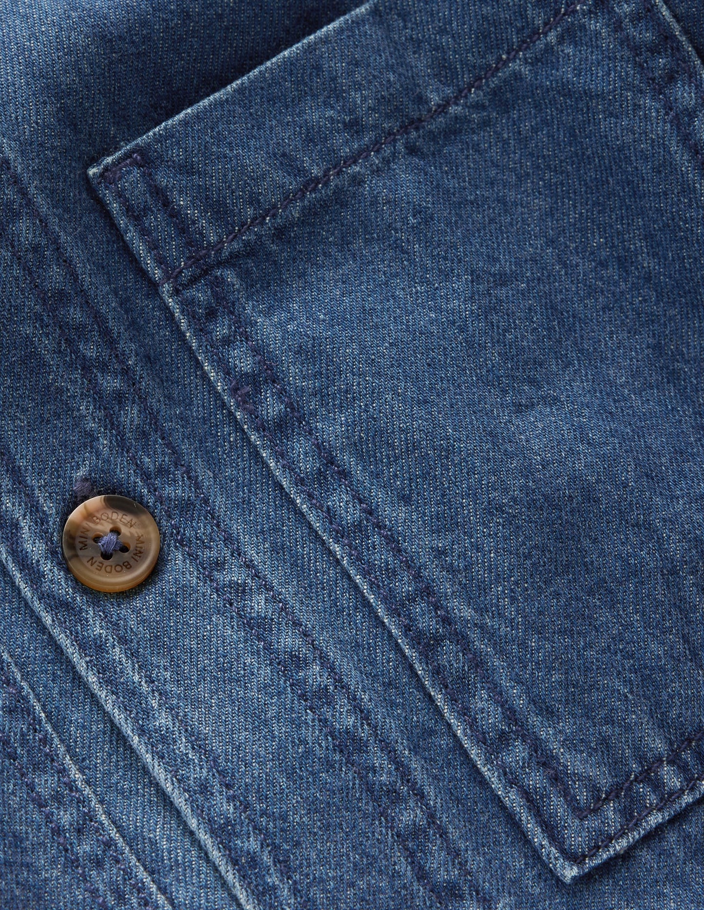 Front Pocket Overshirt-Mid Denim