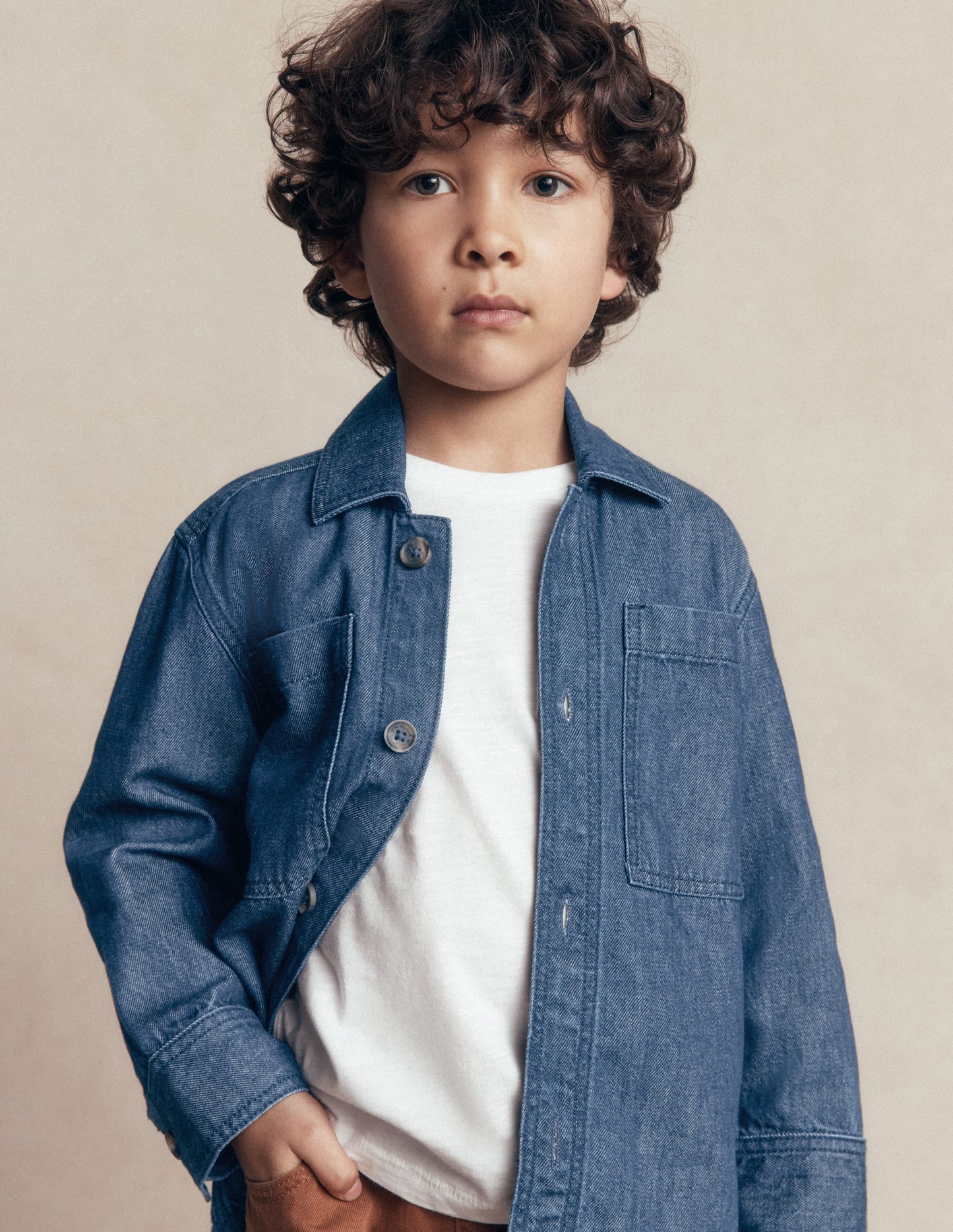 Front Pocket Overshirt-Mid Denim