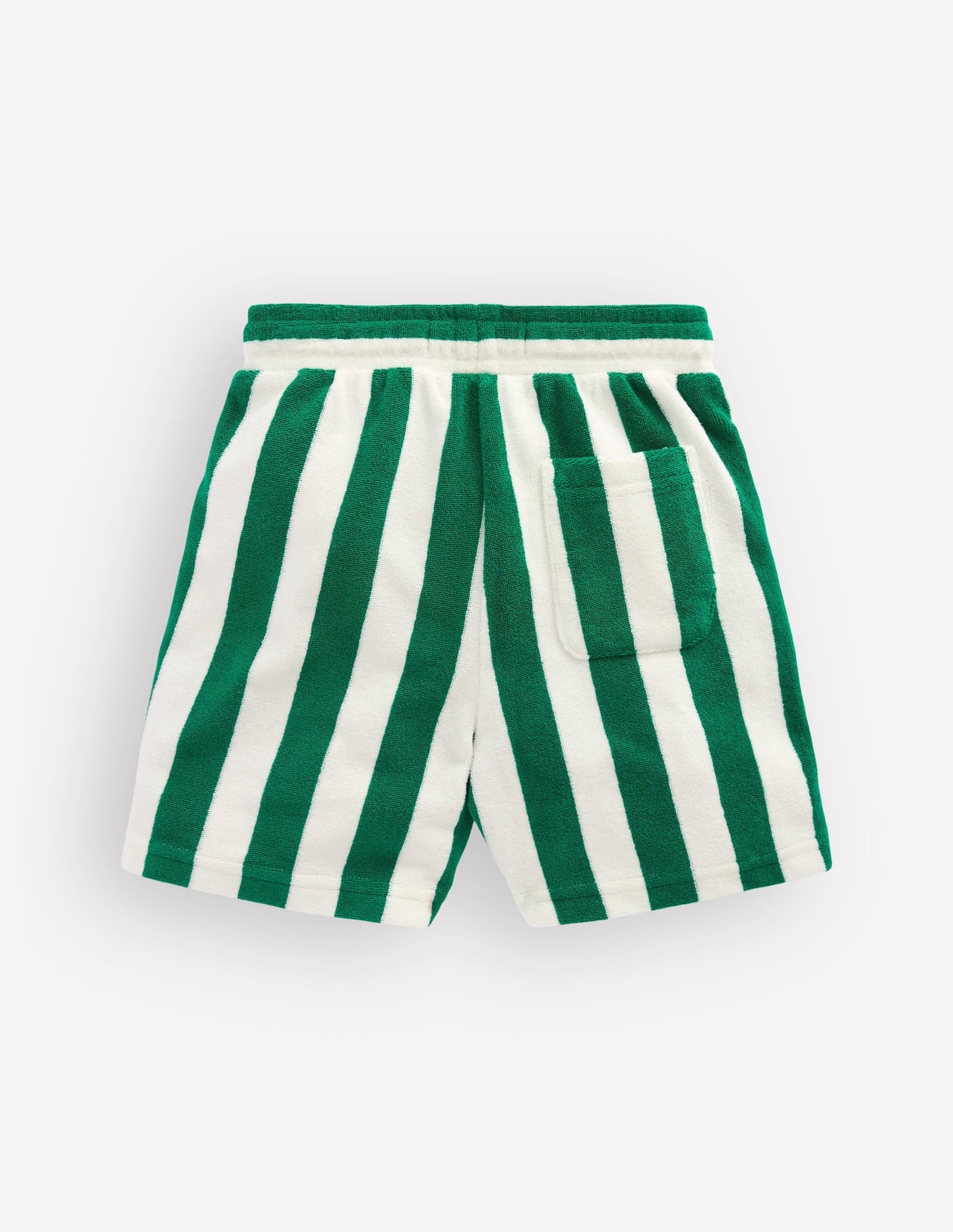 Towelling Shorts-Green and Ivory Stripe