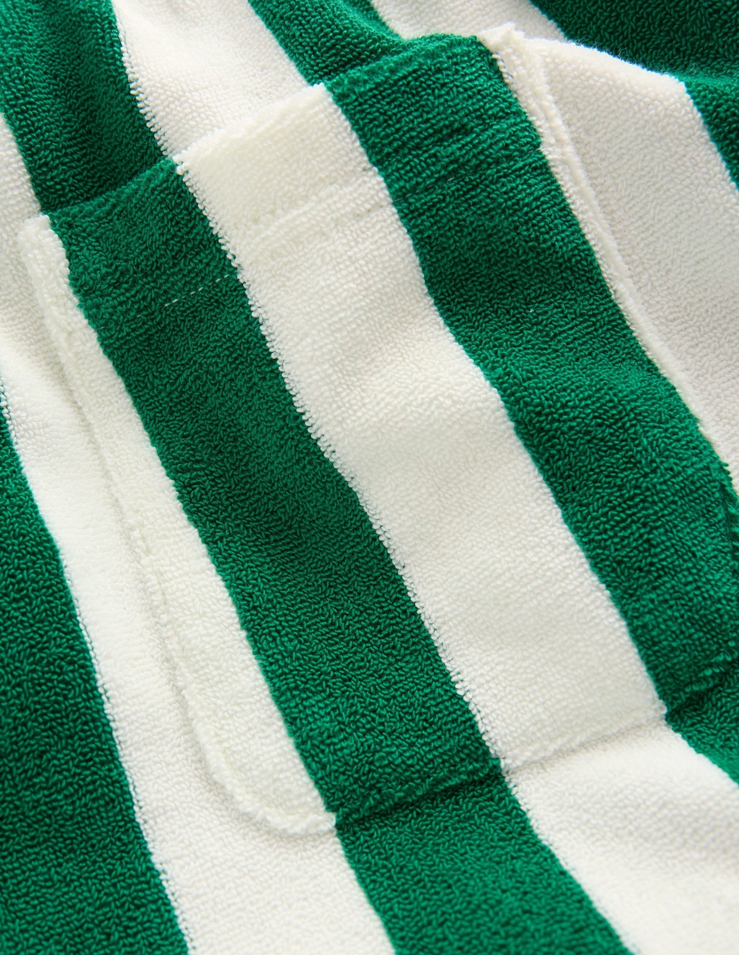 Towelling Shorts-Green and Ivory Stripe