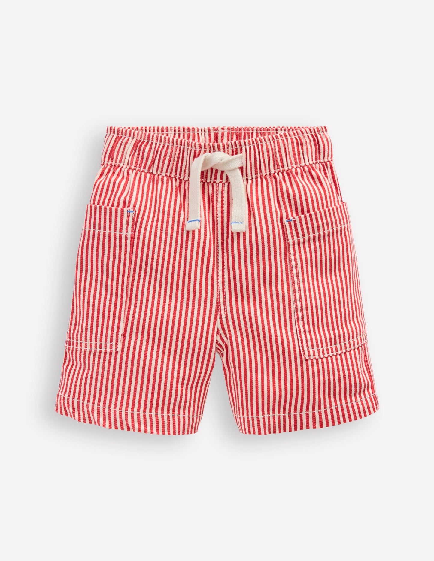 Cotton Pocket Shorts-Red Ticking