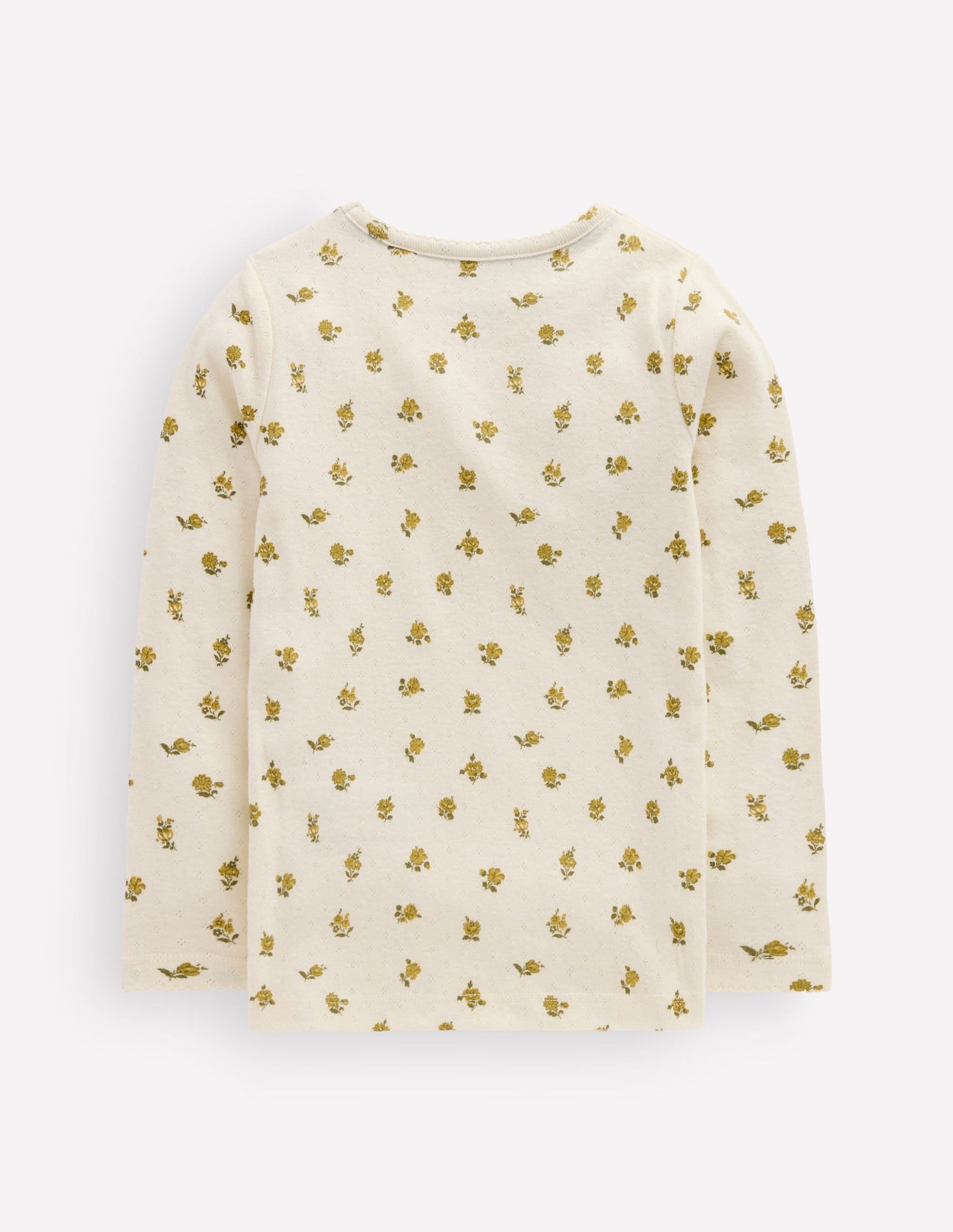 Long Sleeve Pointelle Top-Yellow Ditsy Floral