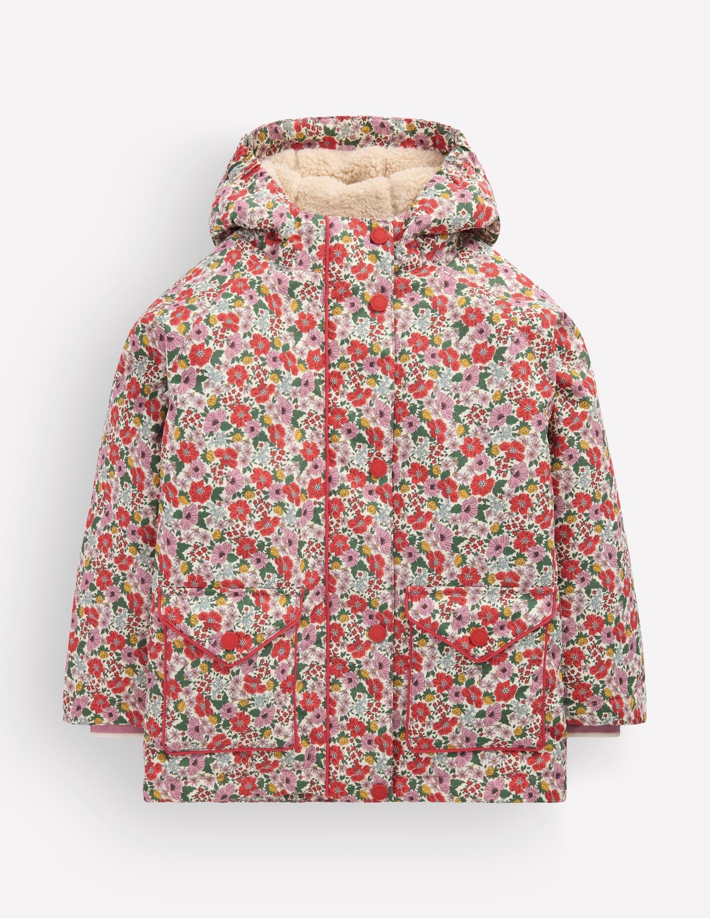 Sherpa Lined Anorak-Soft Cream Garden Flowerbed