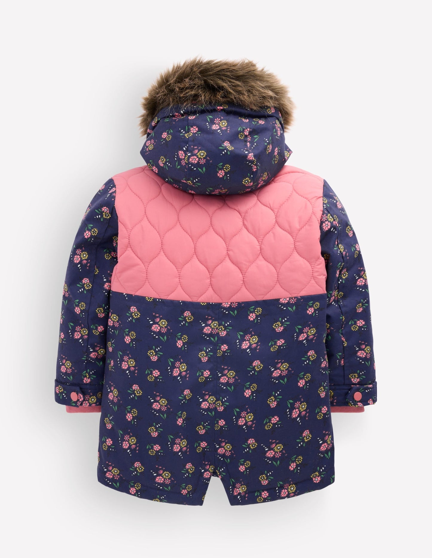 Joni Quilted Parka Coat-Navy Floral