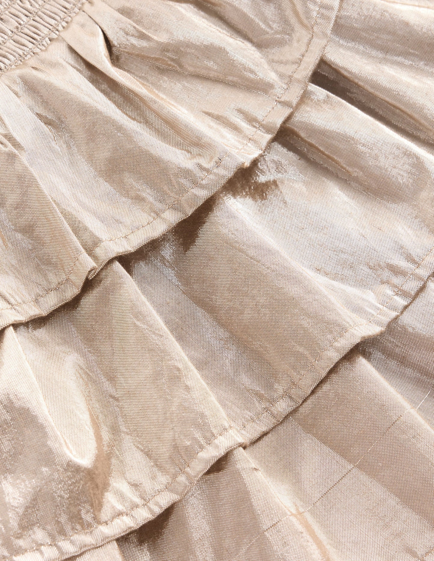 Smocked Waist Ruffle Skirt-Gold Metallic