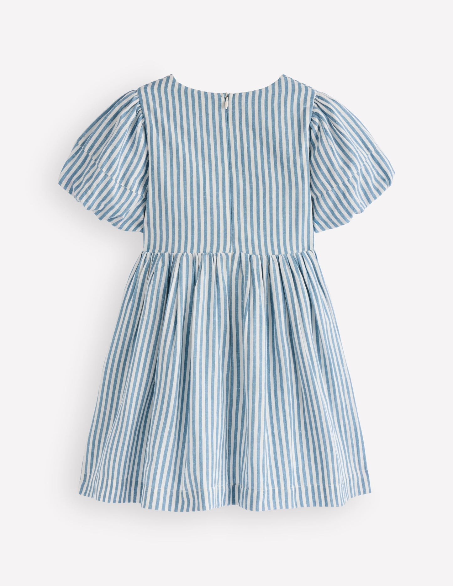Bow Front Woven Dress-Blue Stripe