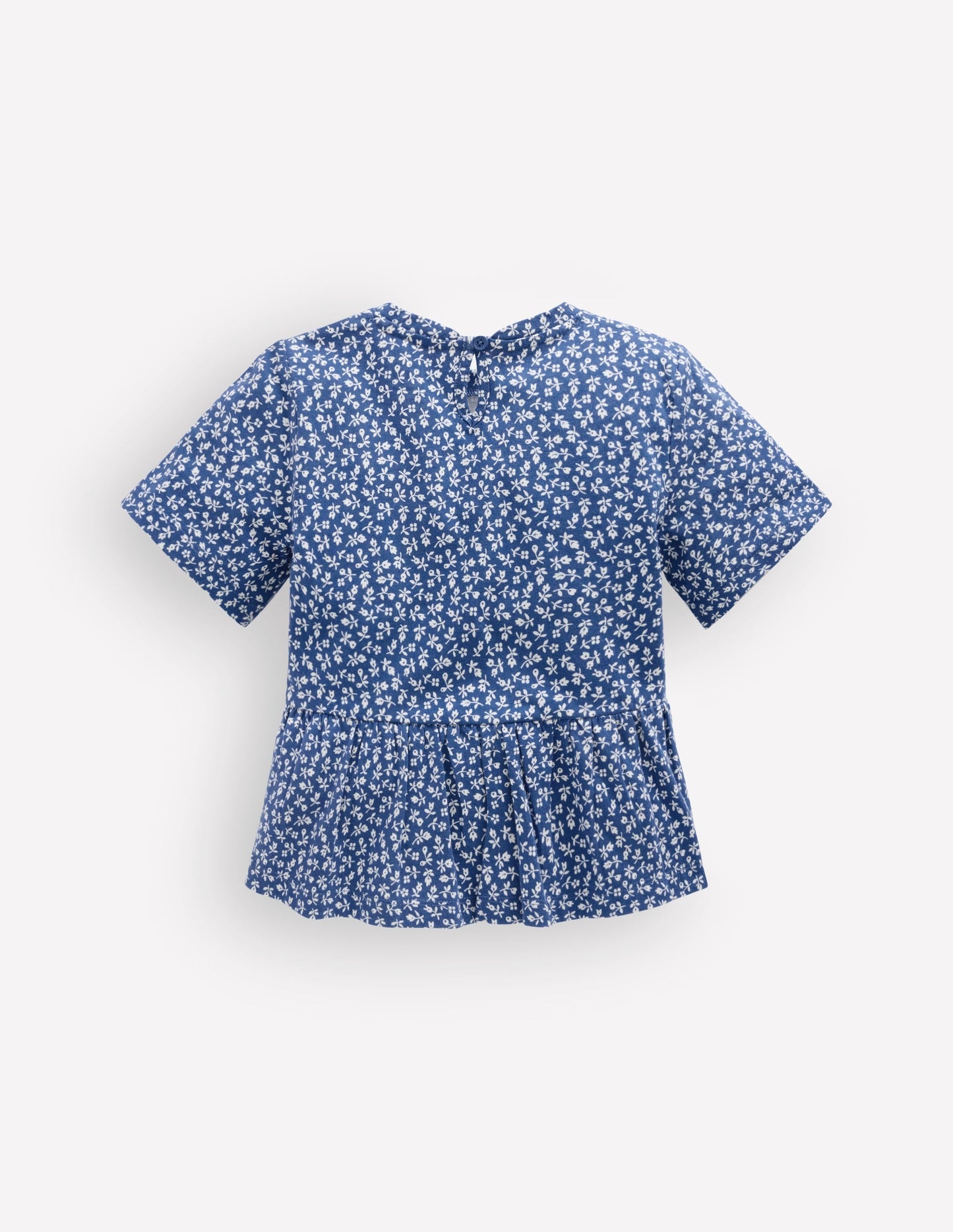 Short Sleeve Peplum Top-Bluejay Ditsy Floral