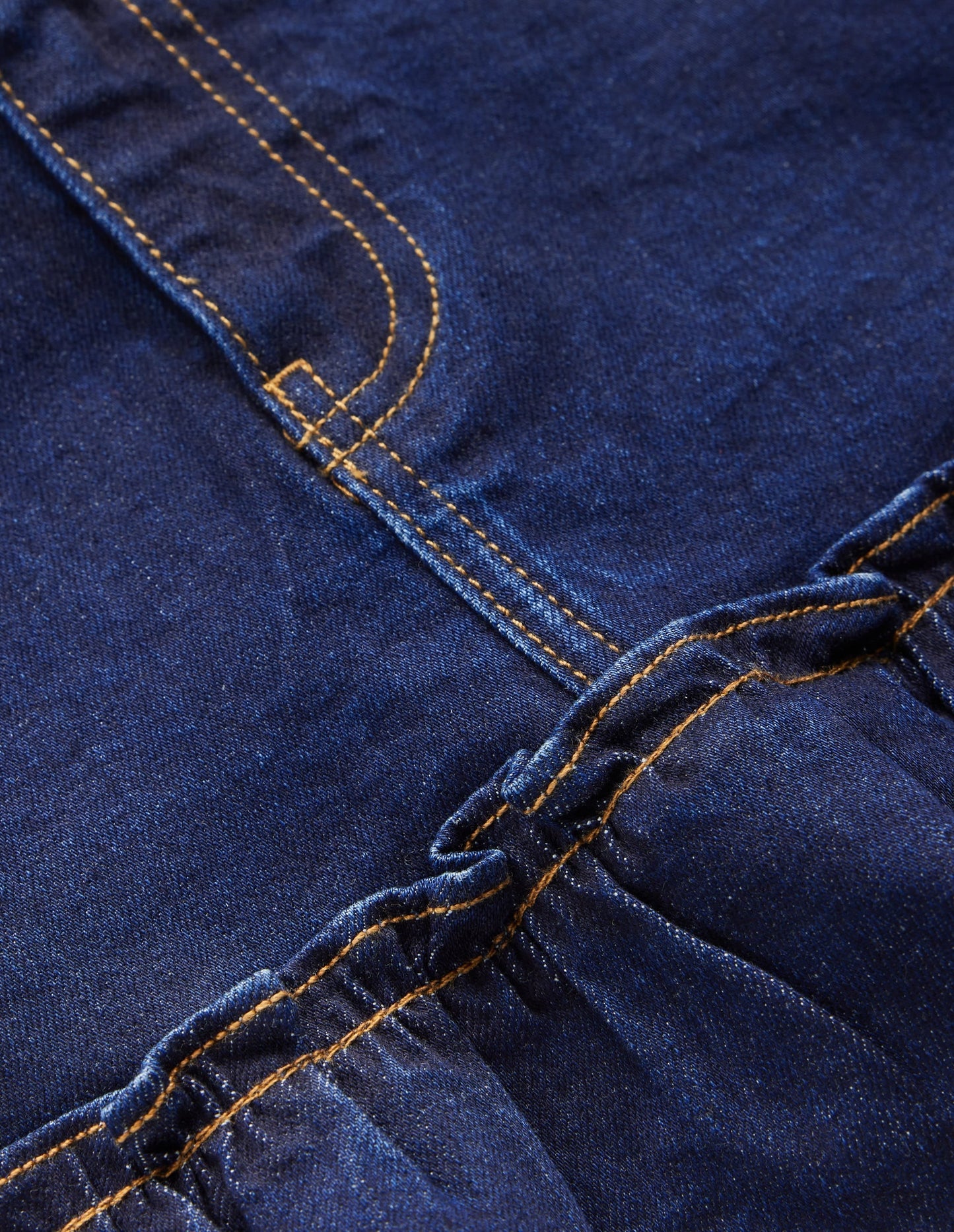 Frill Hem Denim Skirt-Dark Wash
