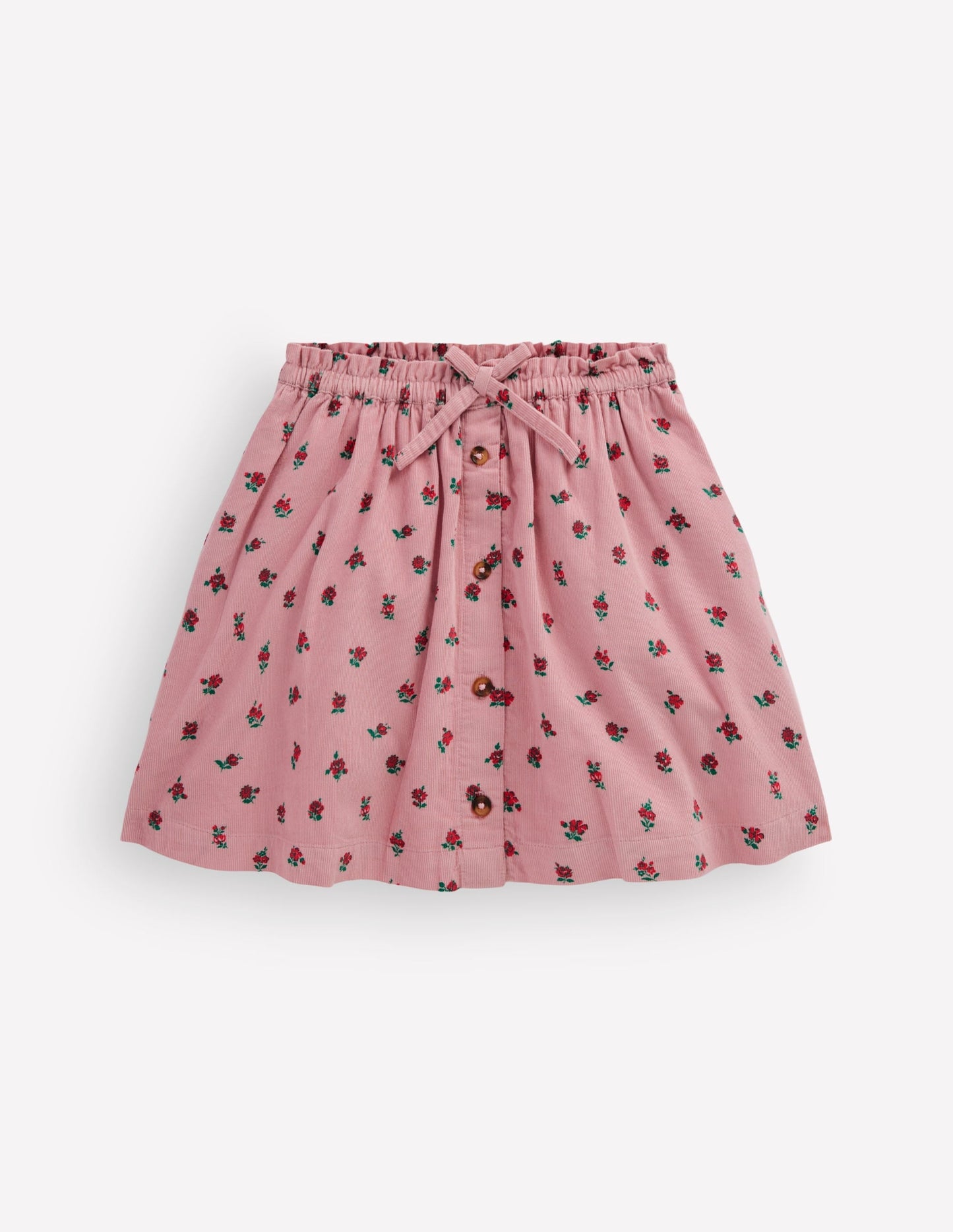 Woven Button-Through Skirt-Vintage Pink Ditsy Floral