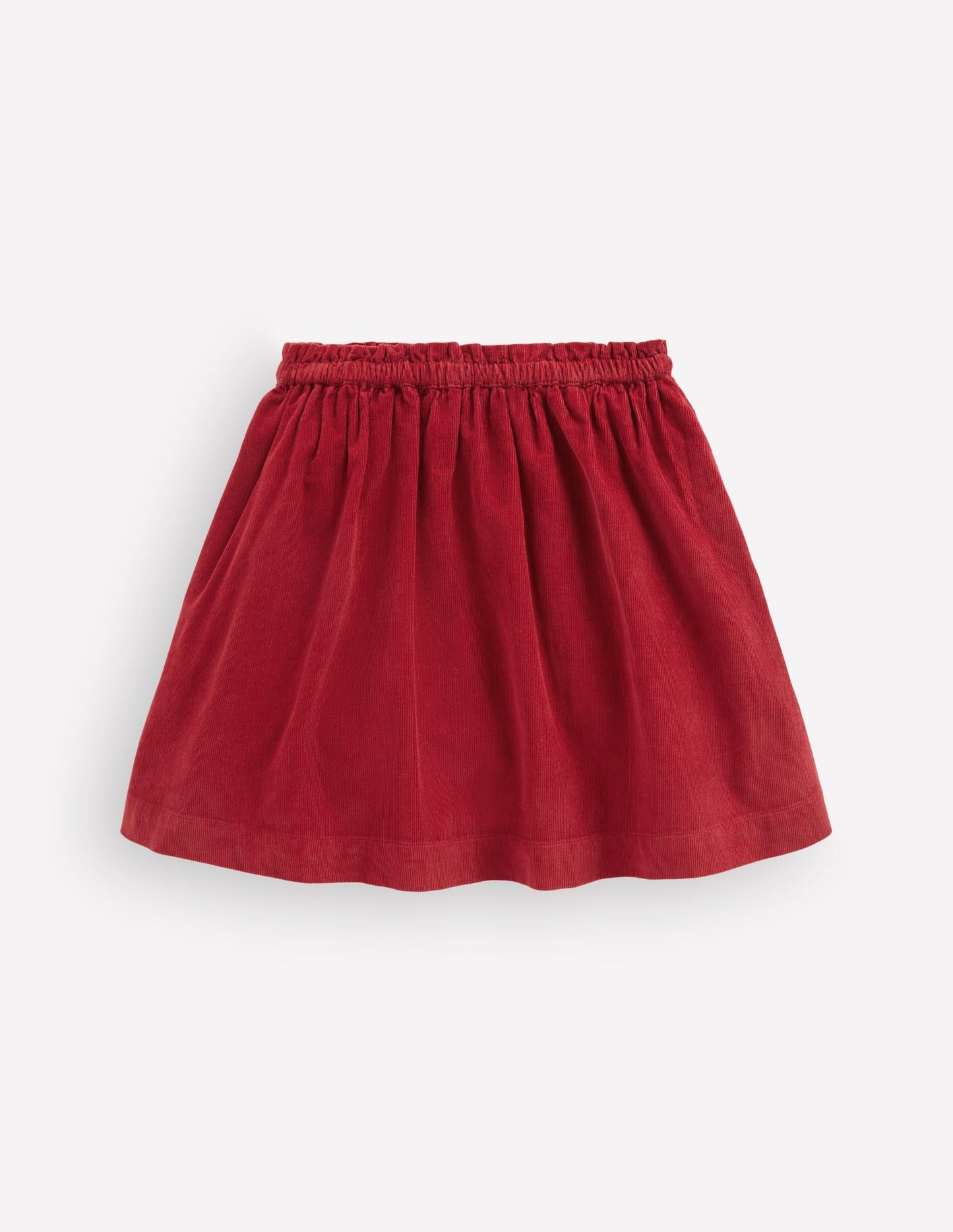 Woven Button-Through Skirt-Crimson Red Cord
