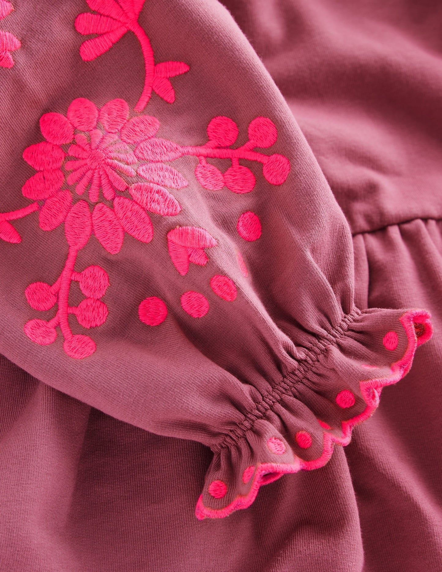 Embroidered Sleeve Dress-Spring Blossom Pink