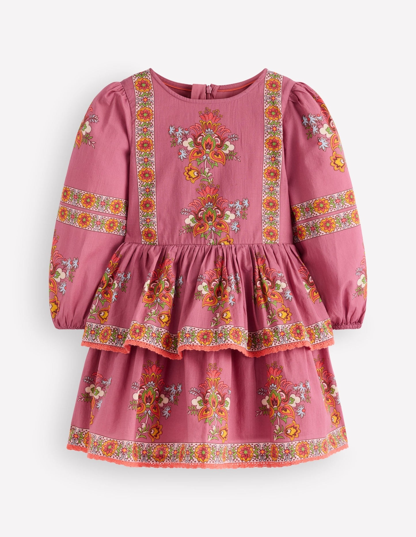 Printed Tiered Woven Dress-Pink Floral Placement