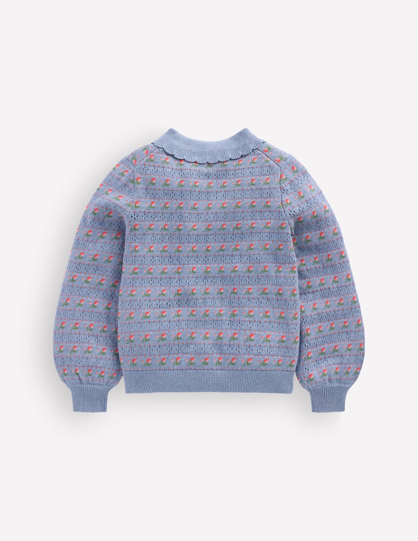 Collared Cardigan-Glacier Blue Marl Roses