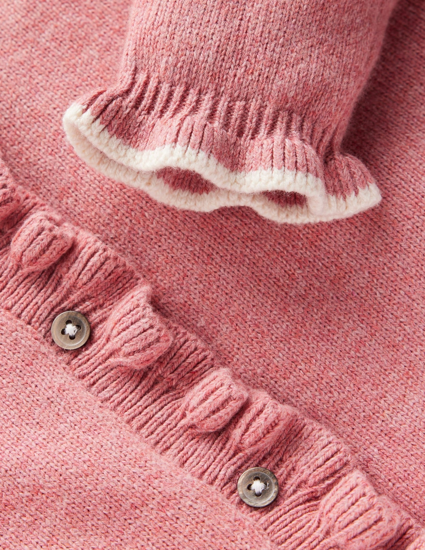 Everyday Frilled Cardigan-Vintage Rose