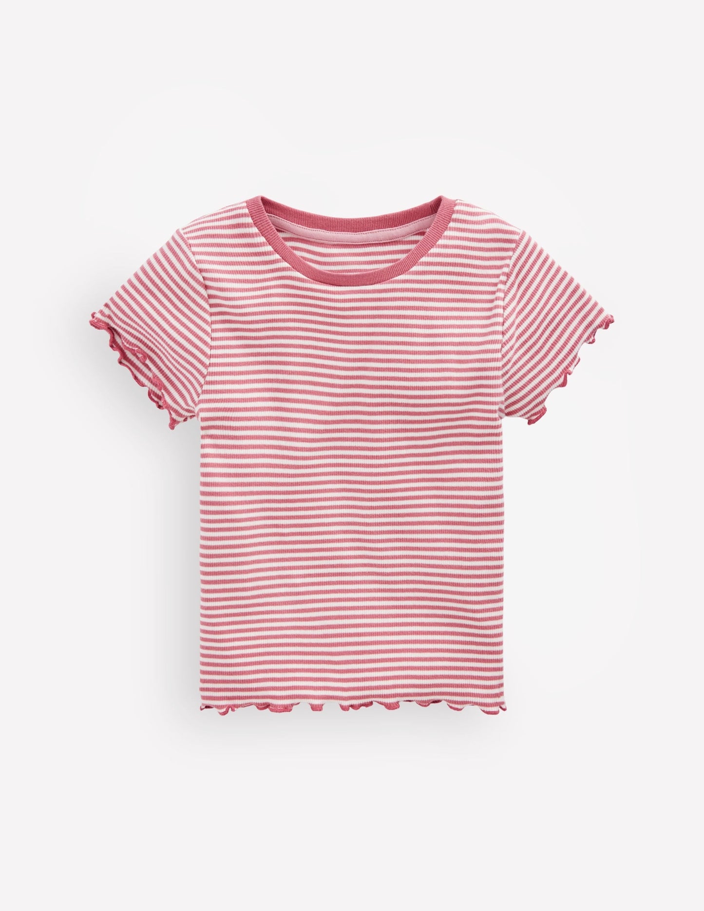 Short Sleeve Rib T-Shirt-Pink Stripe