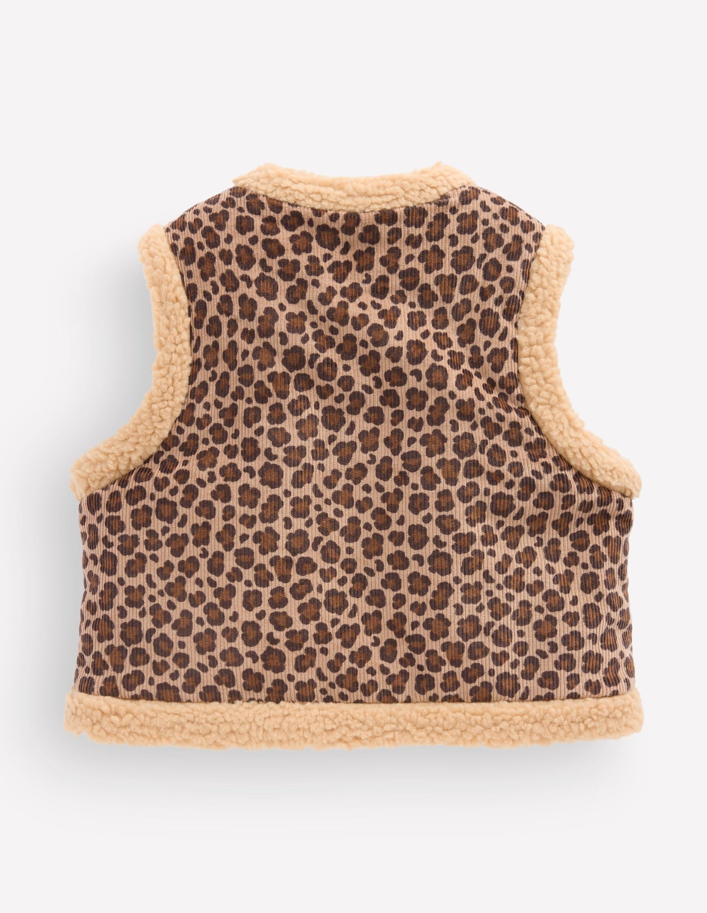 Borg Trim Gilet-Brown Leopard
