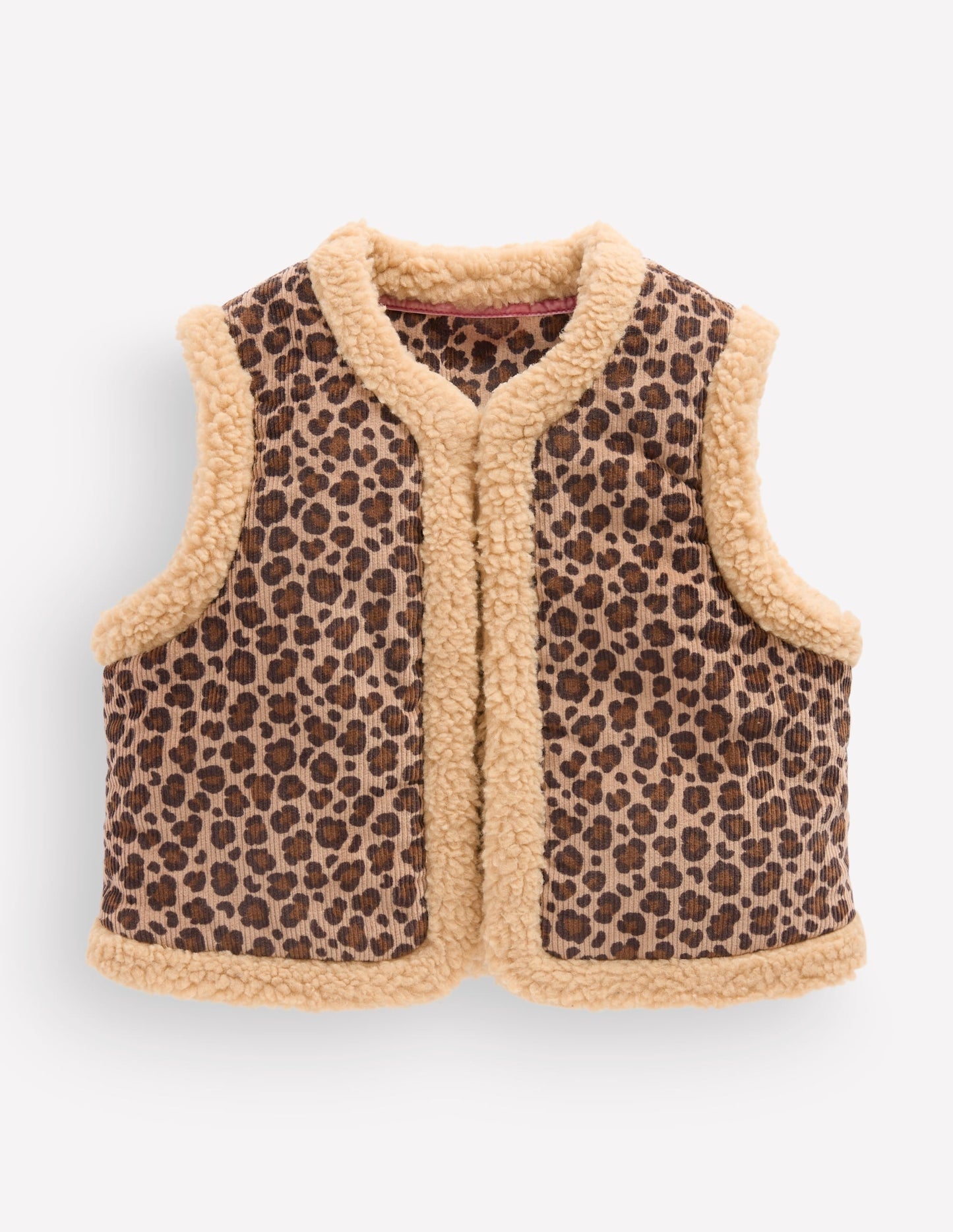 Borg Trim Gilet-Brown Leopard