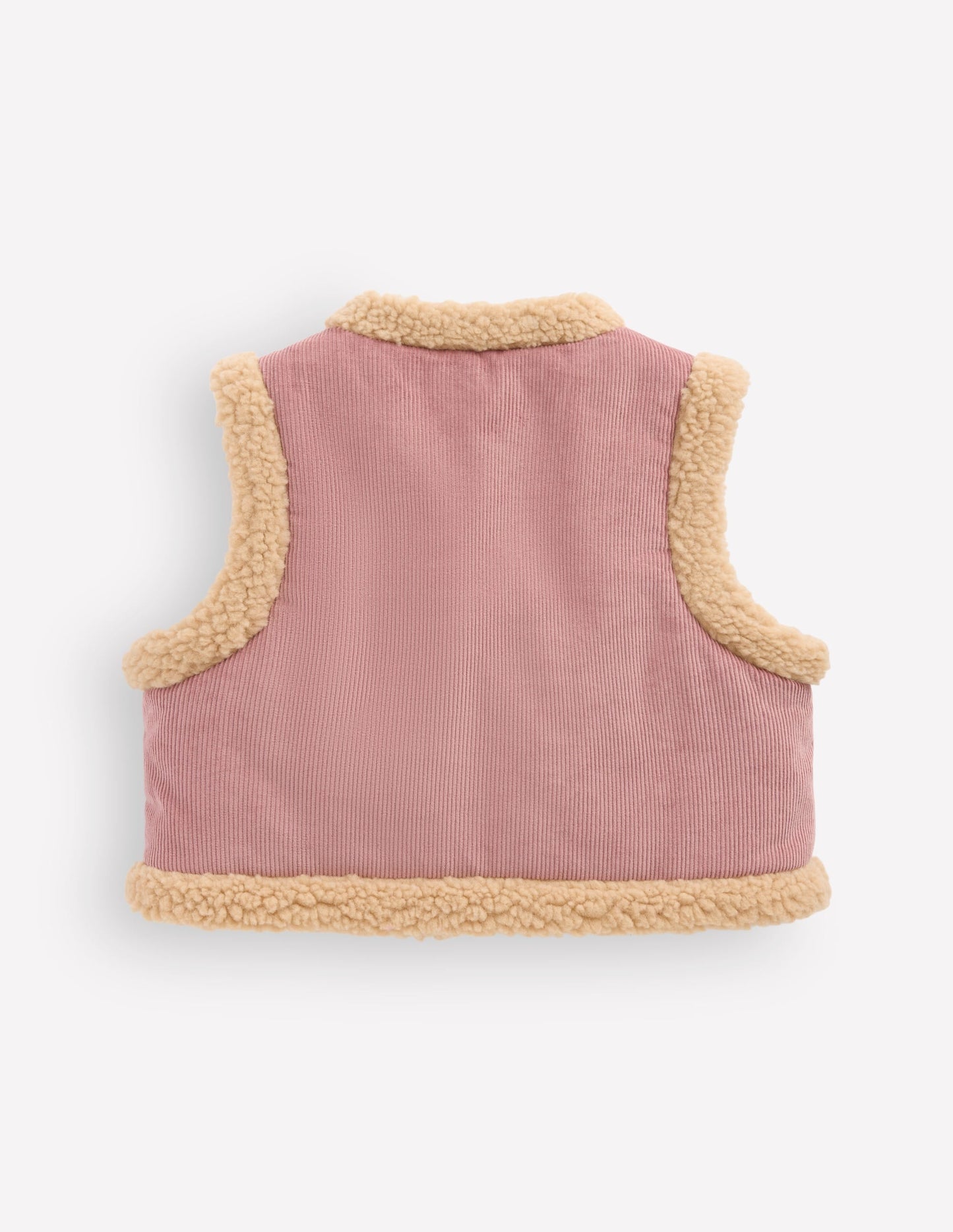 Borg Trim Gilet-Pink Floral Embroidery