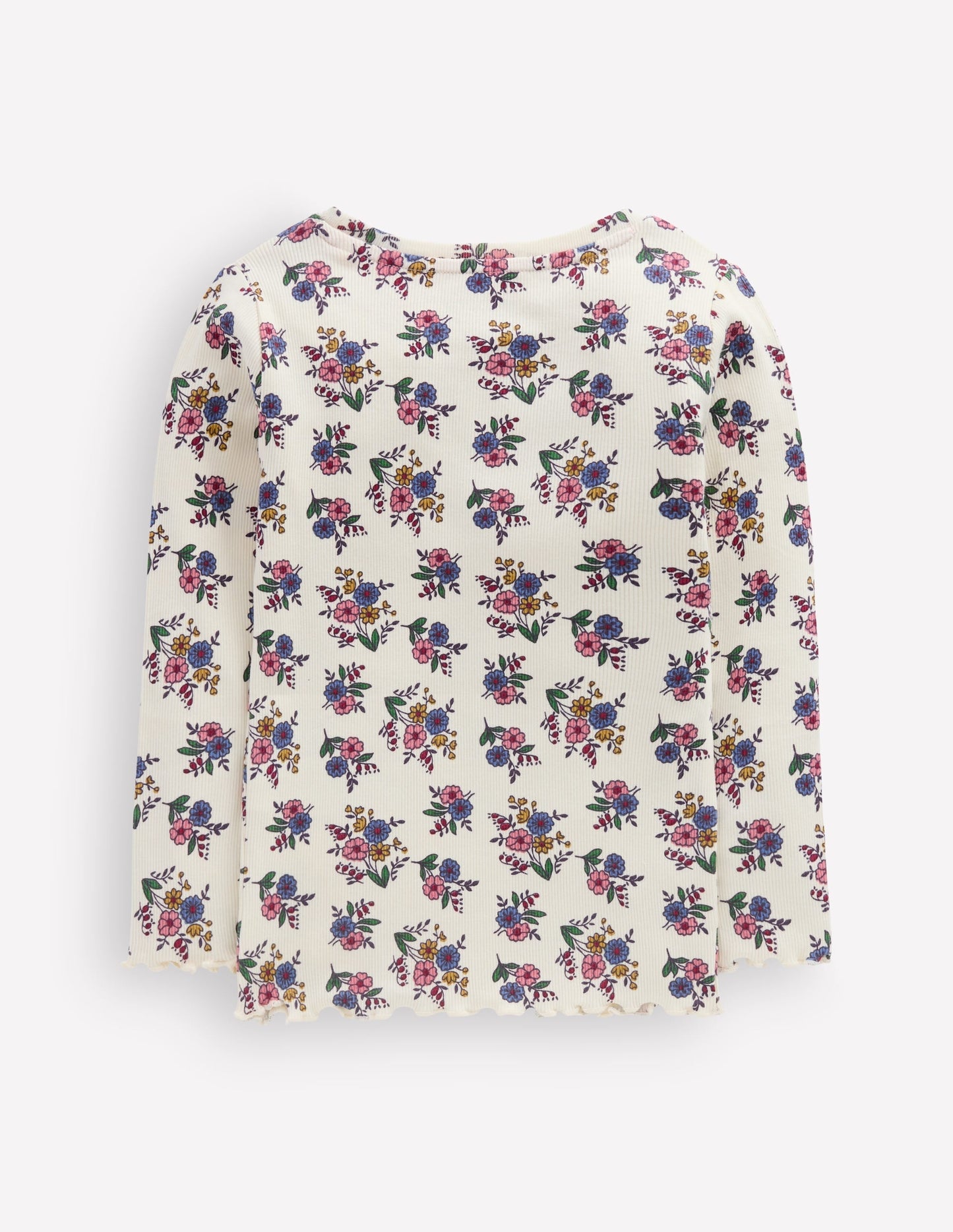 Ribbed Long Sleeve T-Shirt-Soft Ivory Ditsy Floral