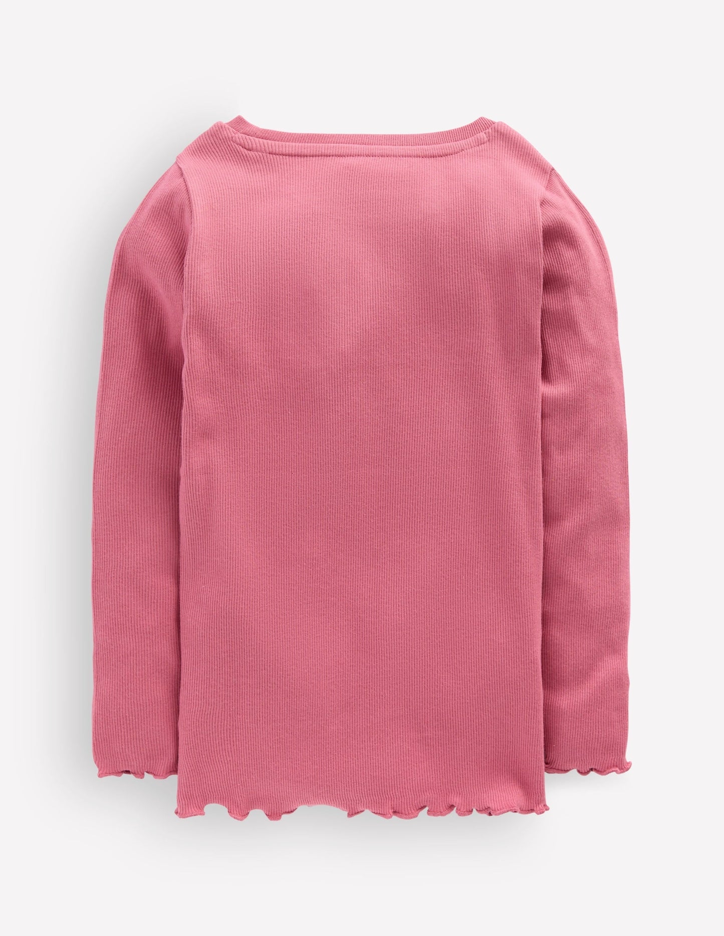 Ribbed Long Sleeve T-Shirt-Pink Heather