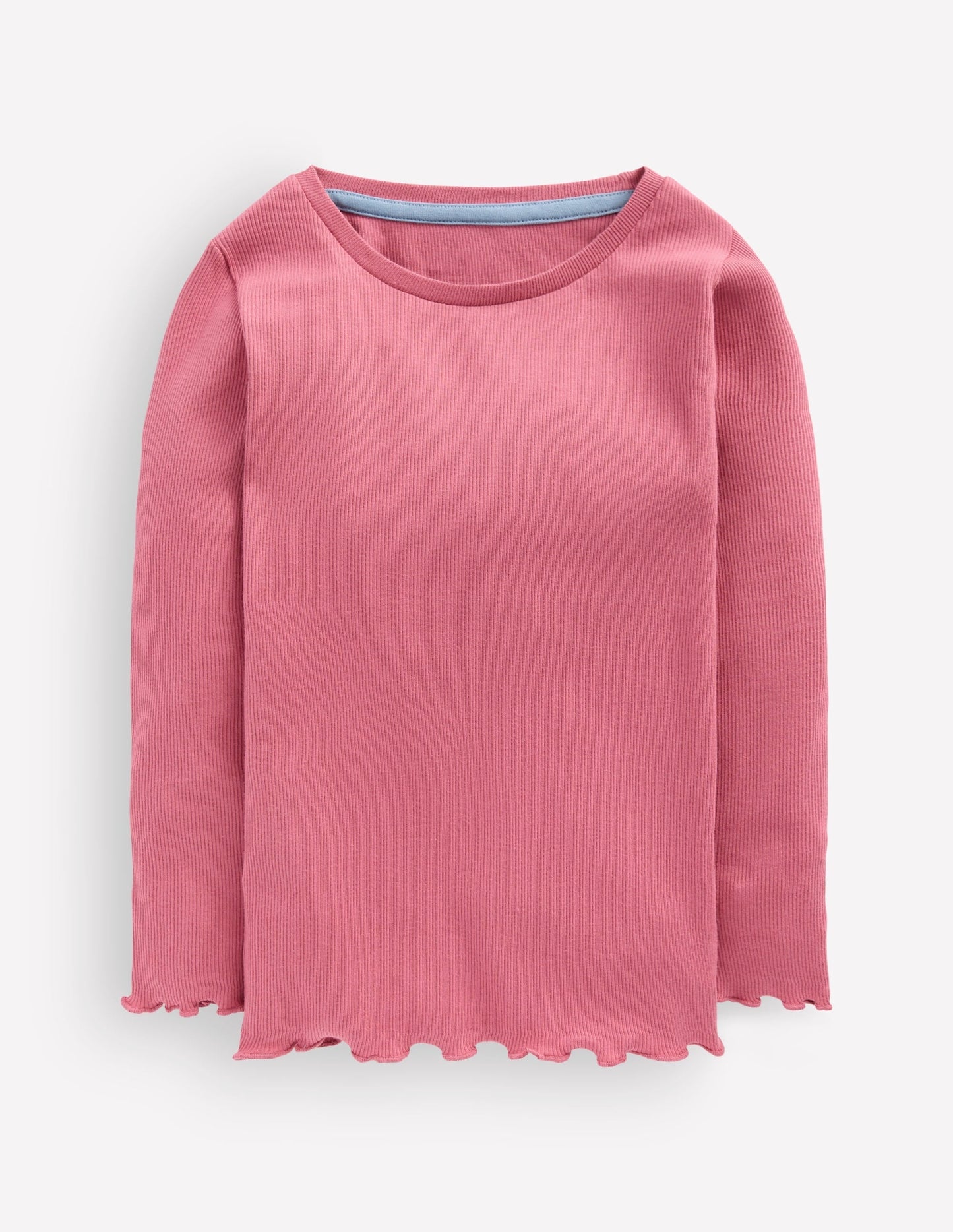 Ribbed Long Sleeve T-Shirt-Pink Heather