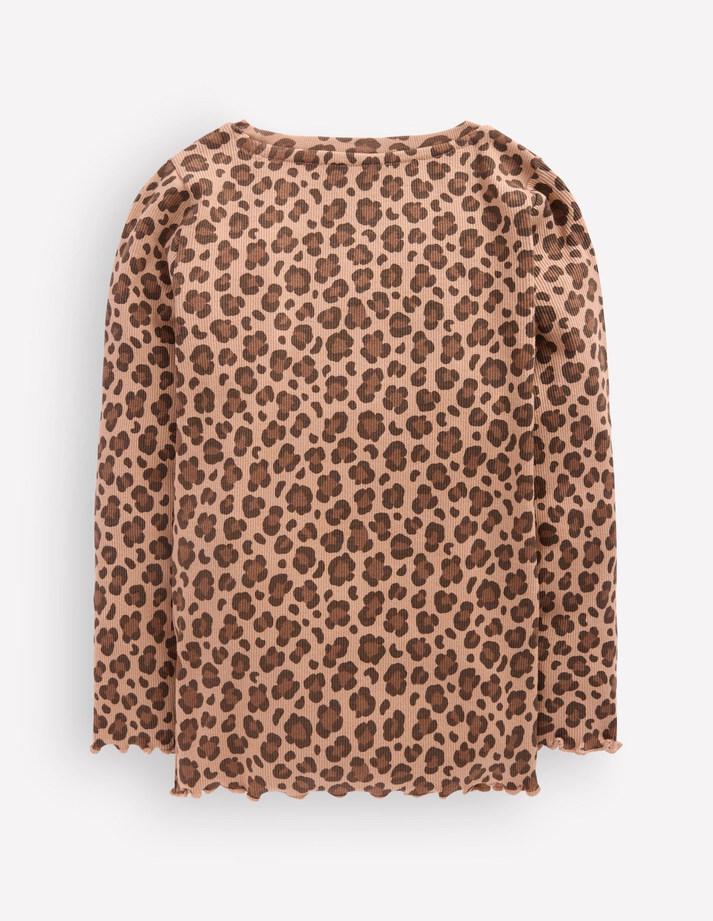 Ribbed Long Sleeve T-Shirt-Milk Chocolate Brown leopard