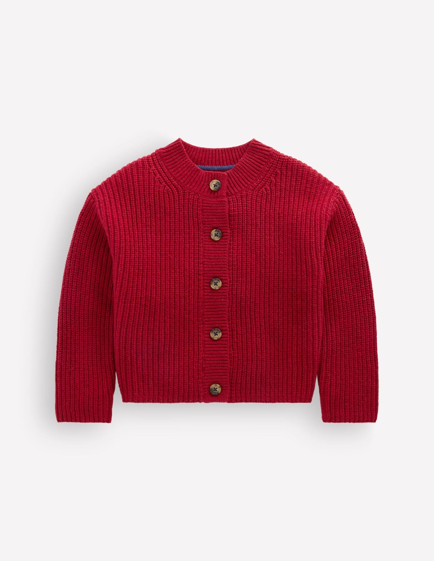 Chunky Everyday Cardigan-Red Marl