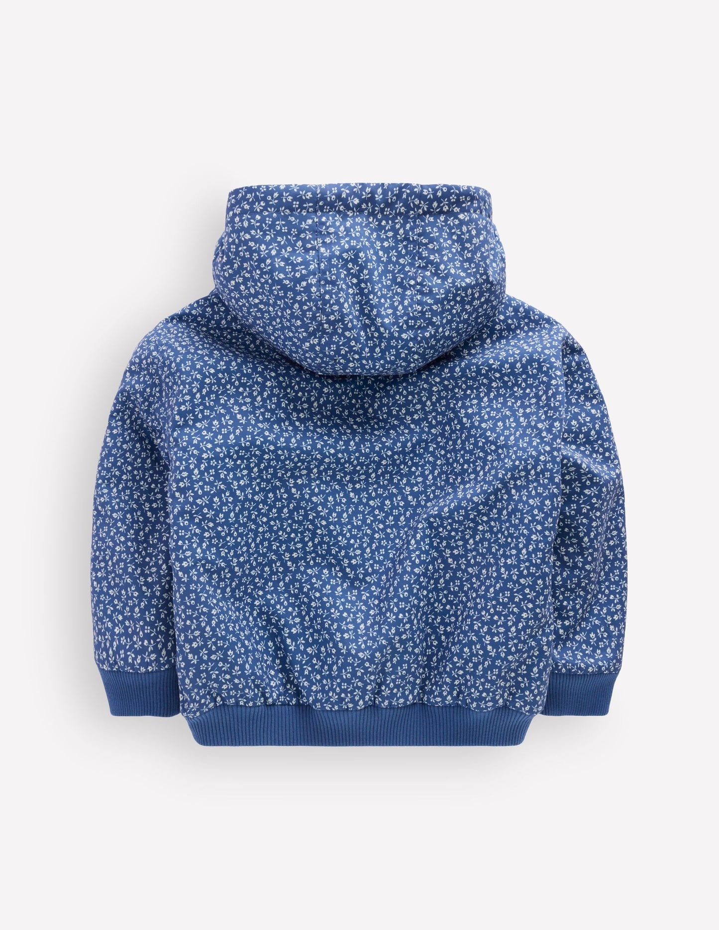 Reversible Borg Hooded Bomber-Bluejay Ditsy Floral
