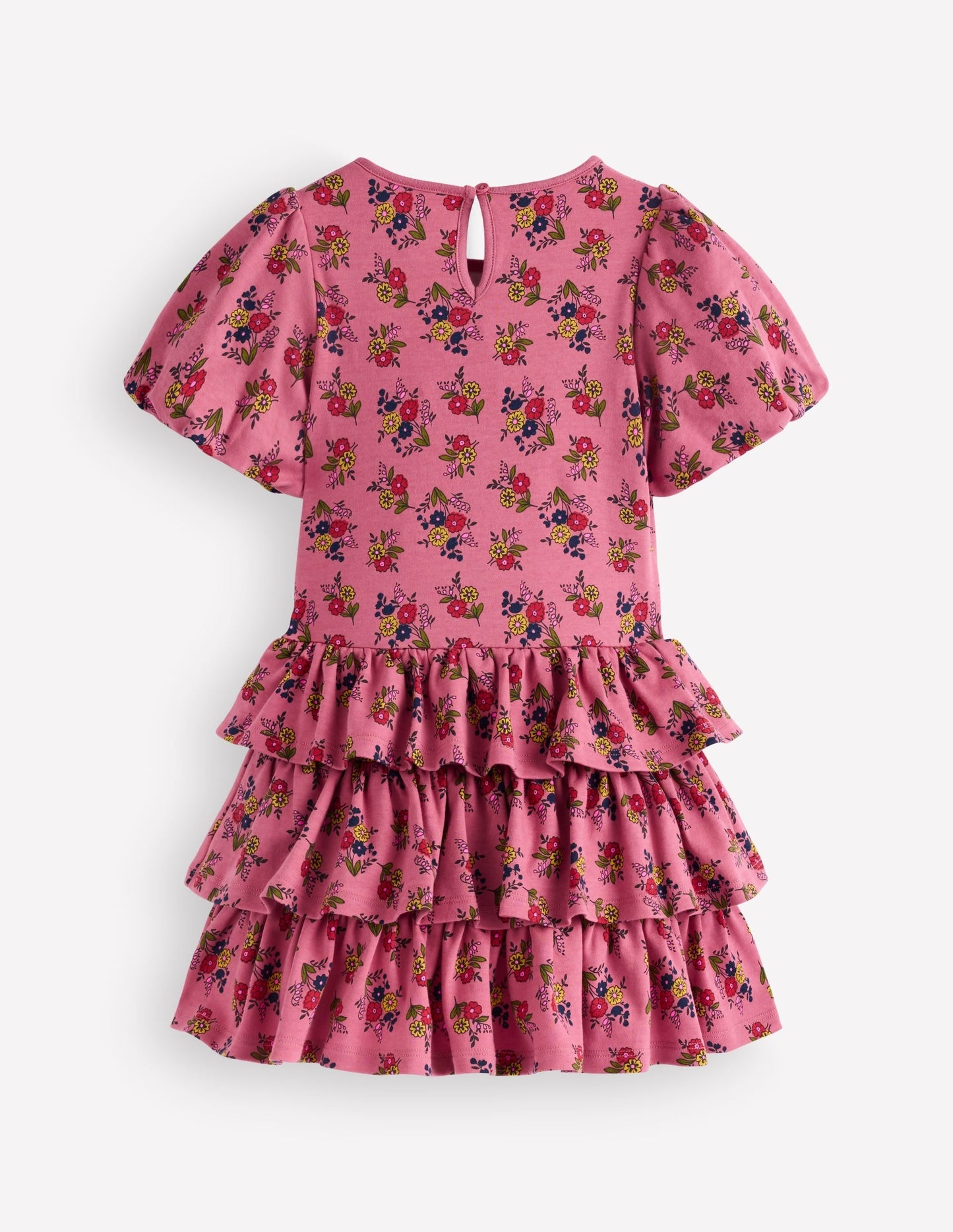 Ruffle Skirt Jersey Dress-Formica Pink Floral Bunches
