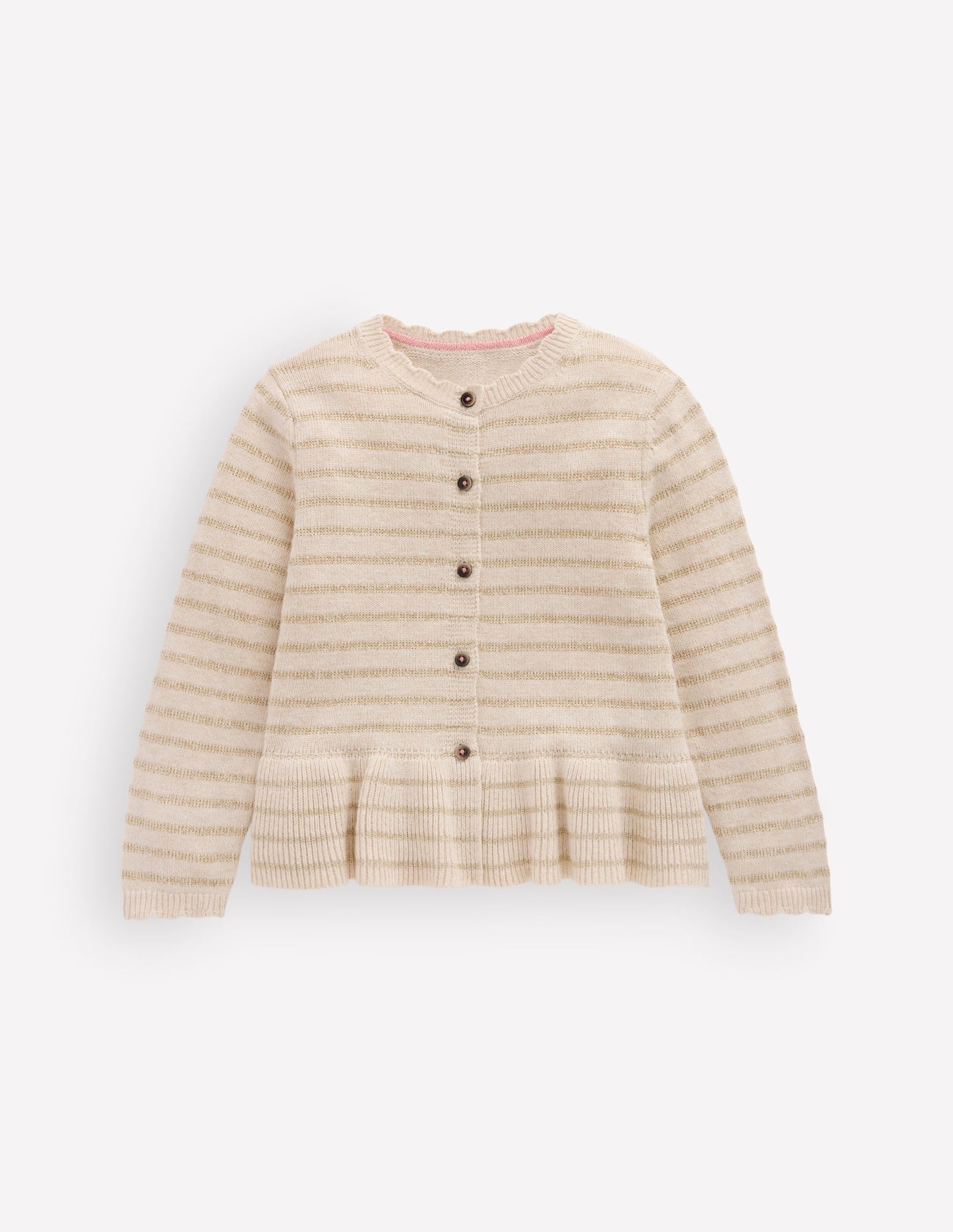 Pretty Peplum Cardigan-Oatmeal Marl Sparkle Stripe
