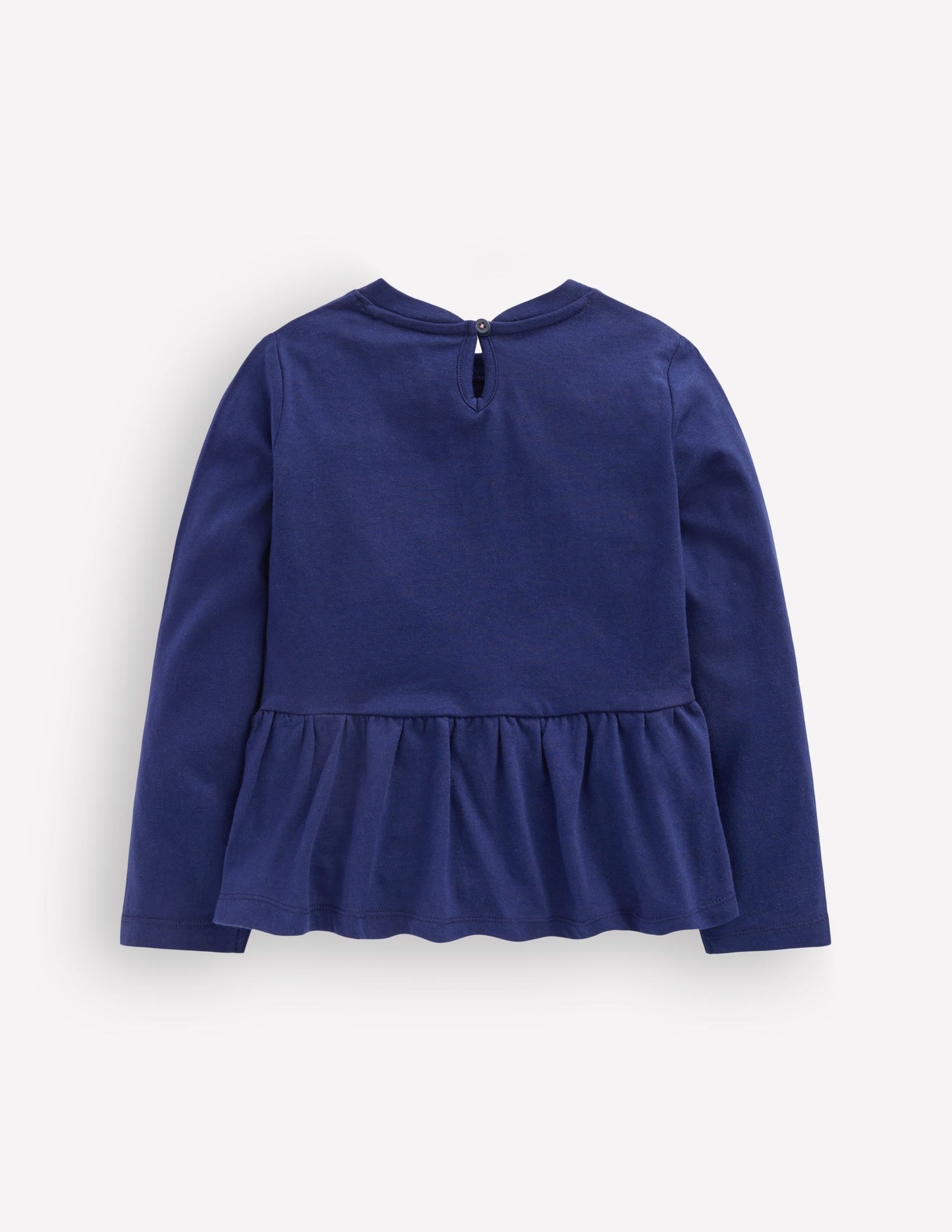 Long Sleeve Peplum Top-College Navy