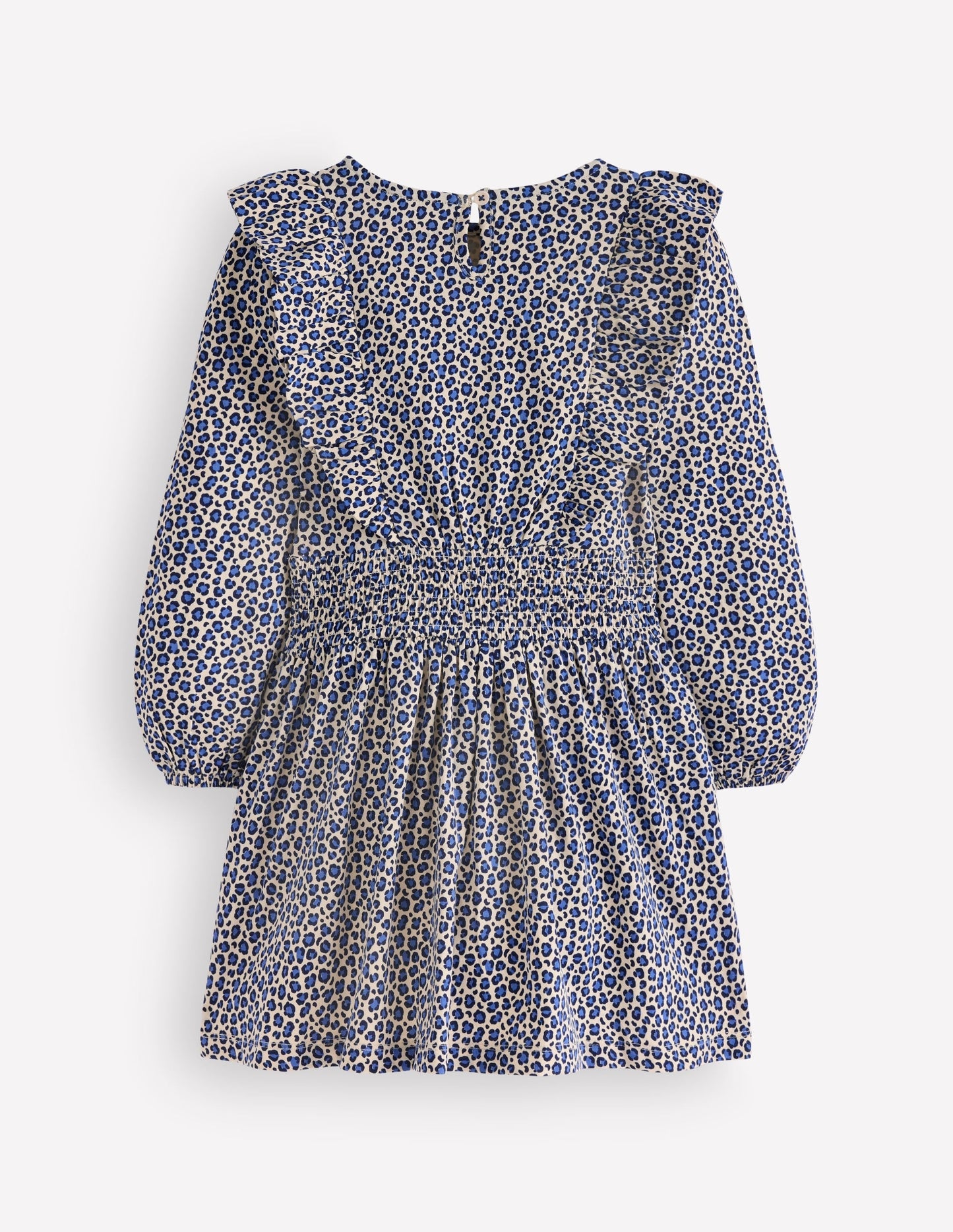 Suki Shirred Jersey Dress-Blue Leopard
