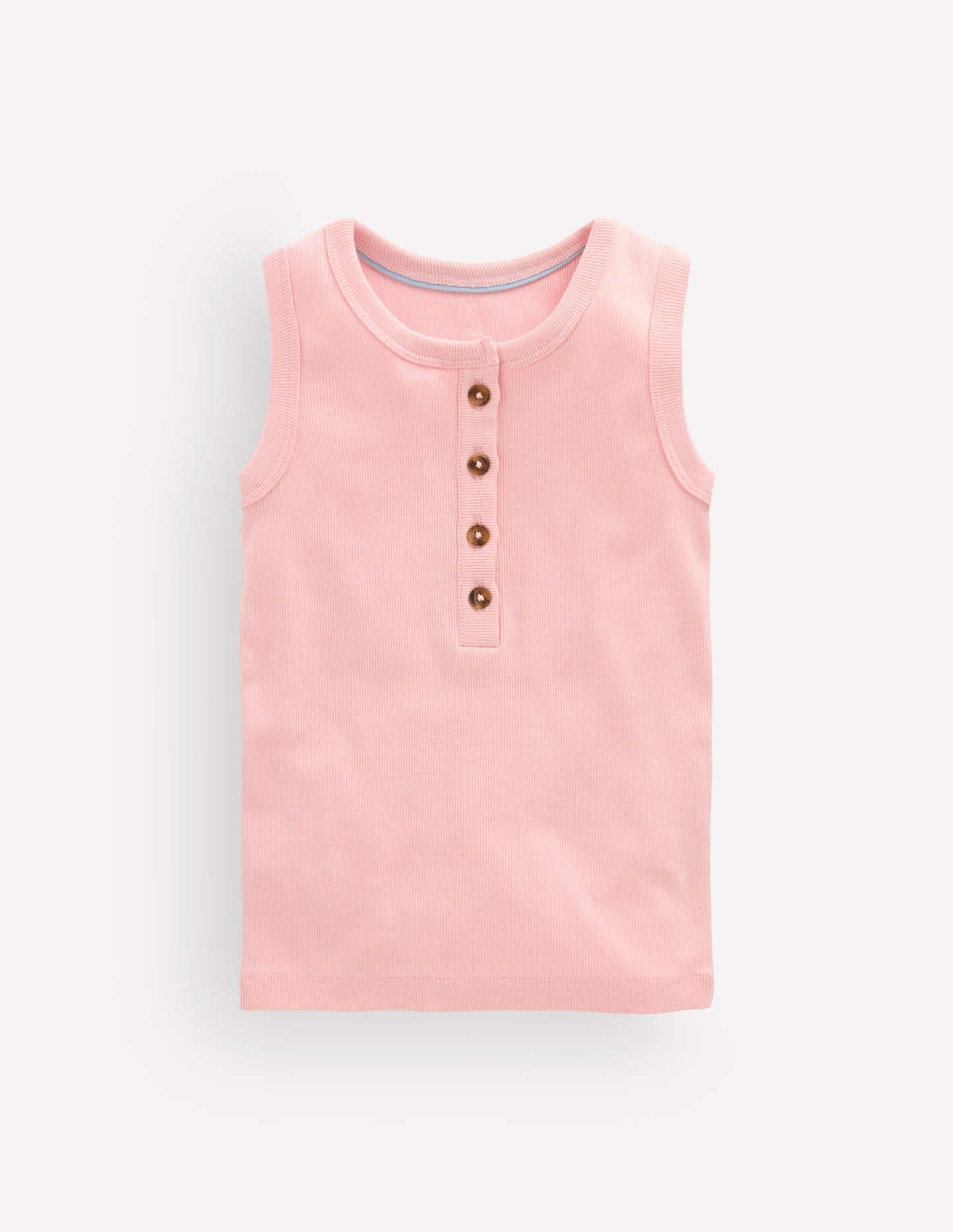 Henley Ribbed Vest-Chalk Pink