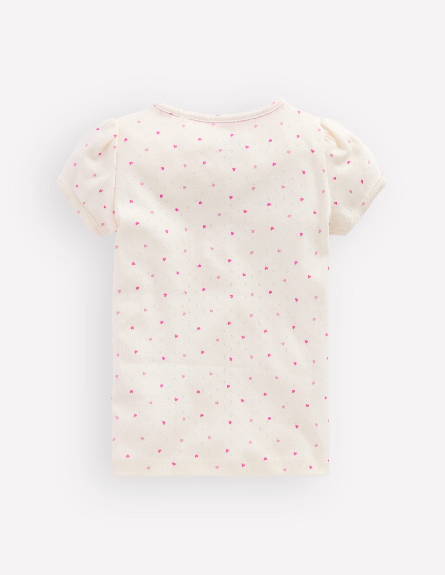Short Sleeve Pointelle Top-Pink Hearts