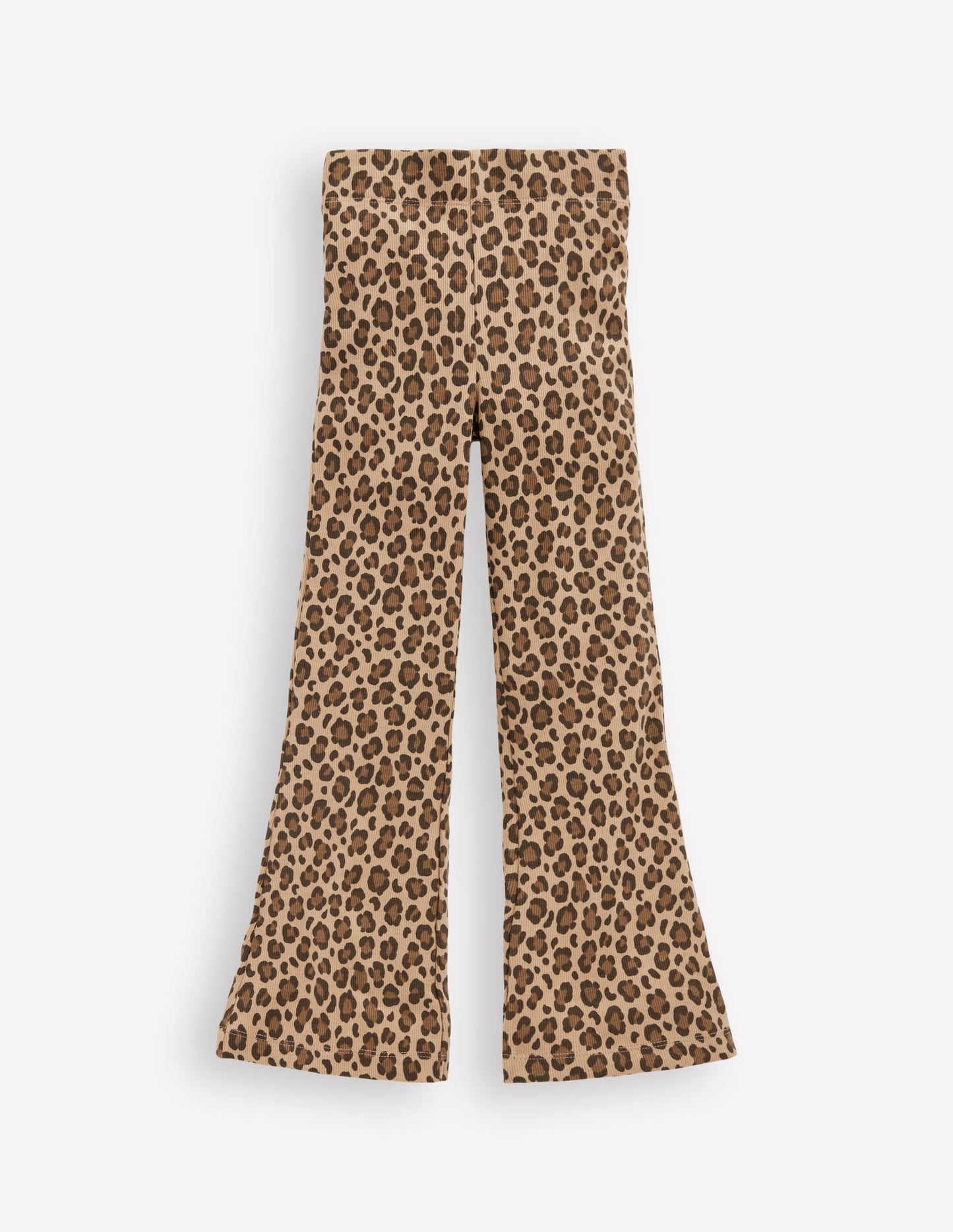 Ribbed Flared Leggings-Leopard