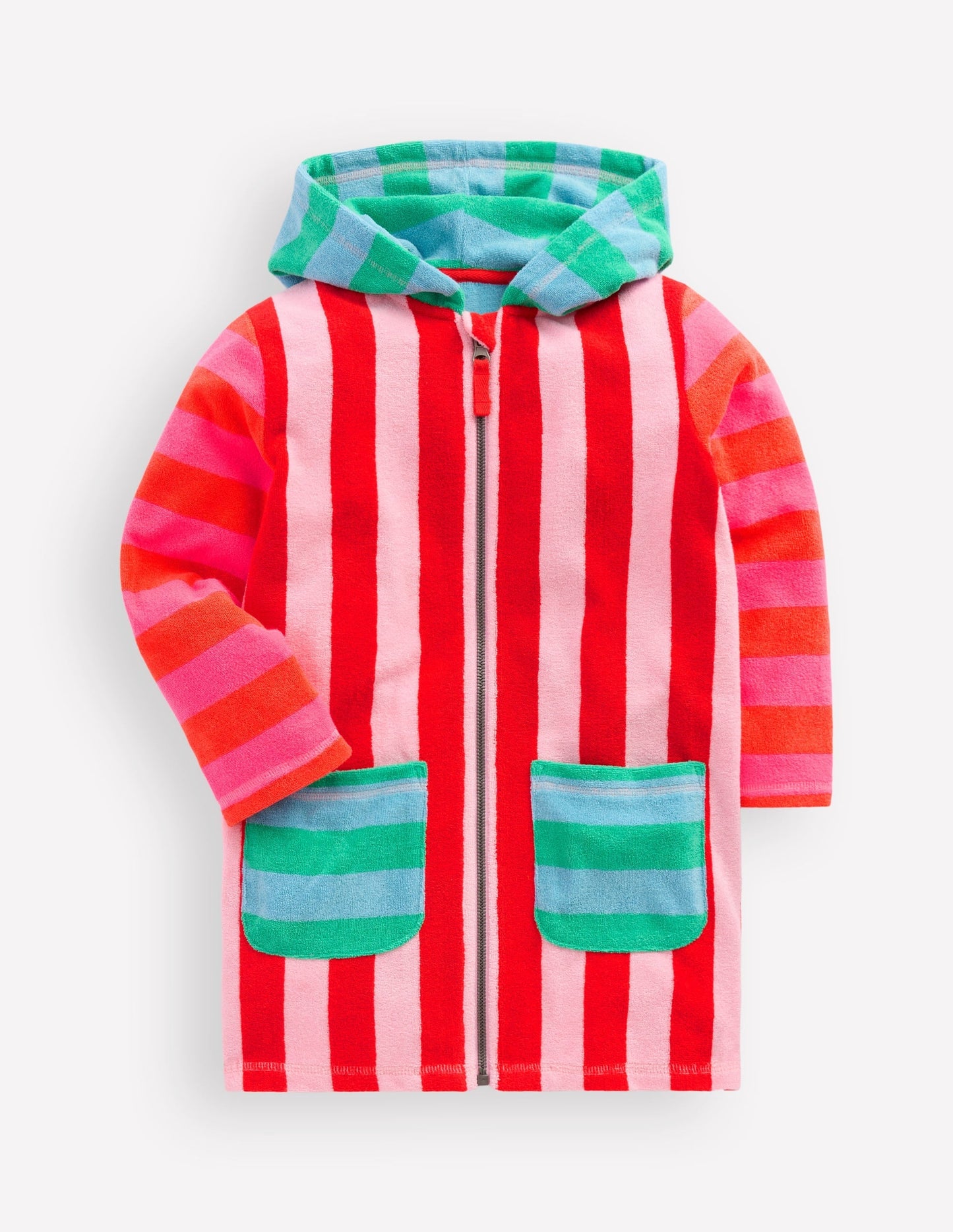 Romie Towelling Zip Throw-On-Multi Stripe