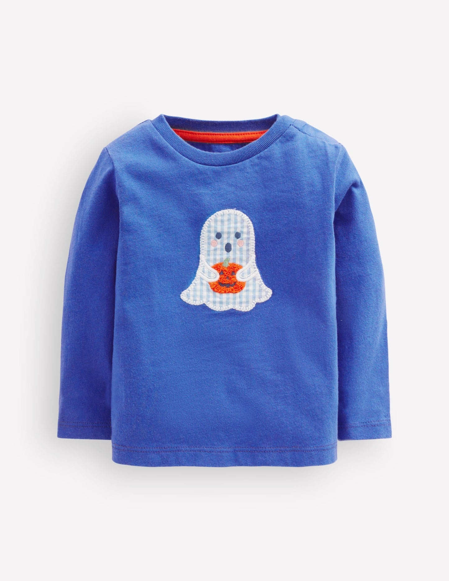 Long Sleeve Appliqué T-shirt-Bluejay Ghost