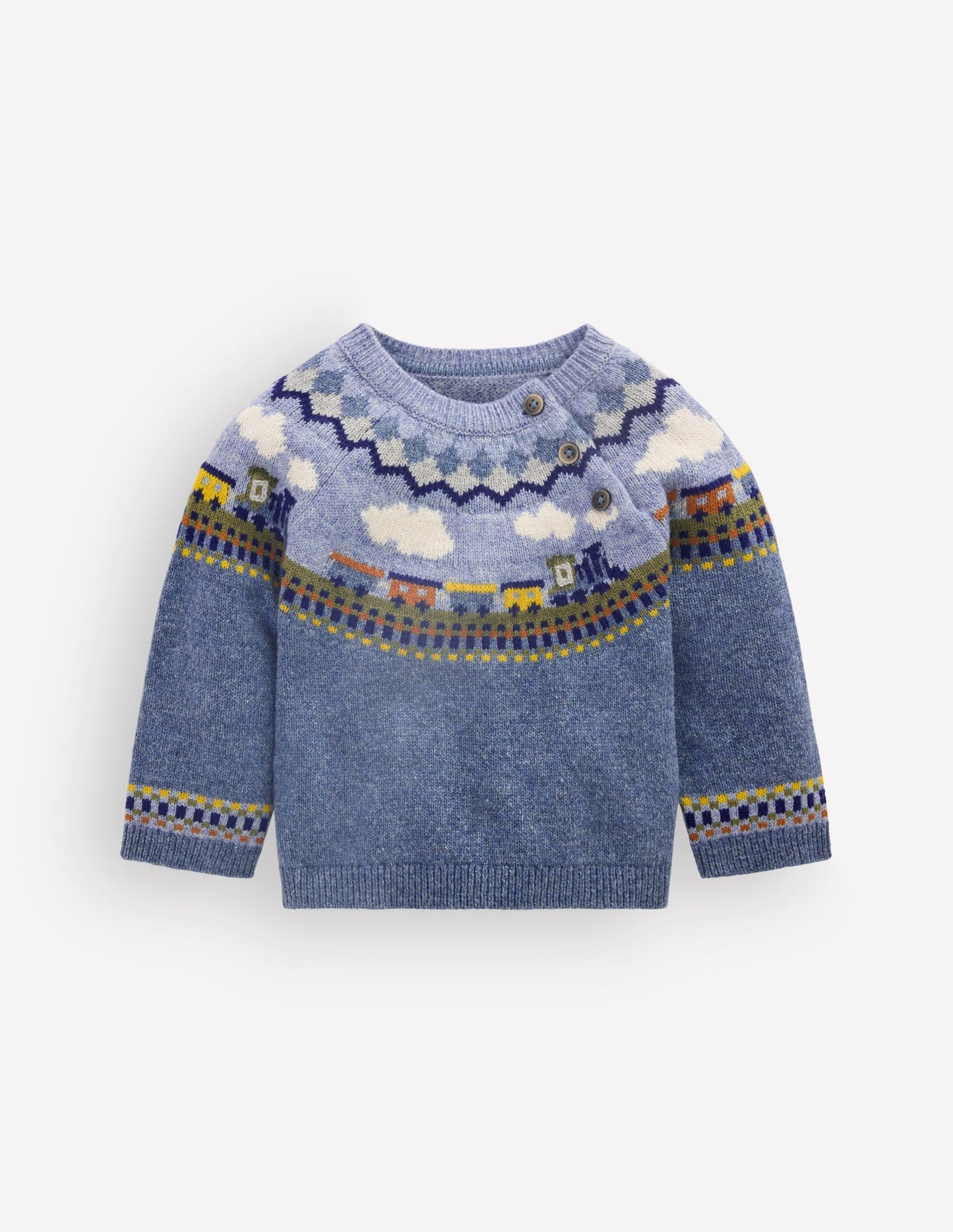 Fair isle Jumper-Glacier Blue Marl Train