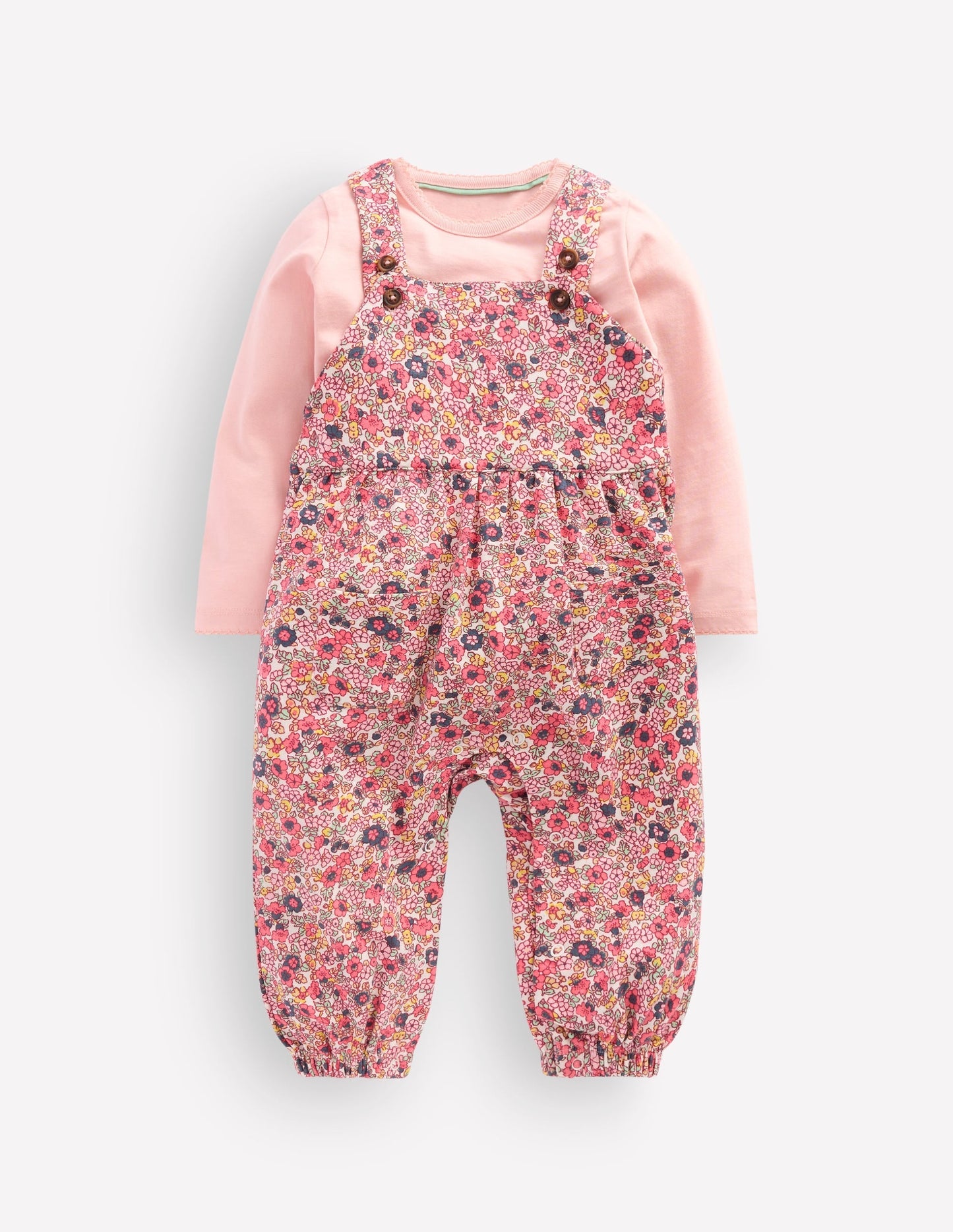 Jersey Dungarees Set-Multi Ditsy Floral