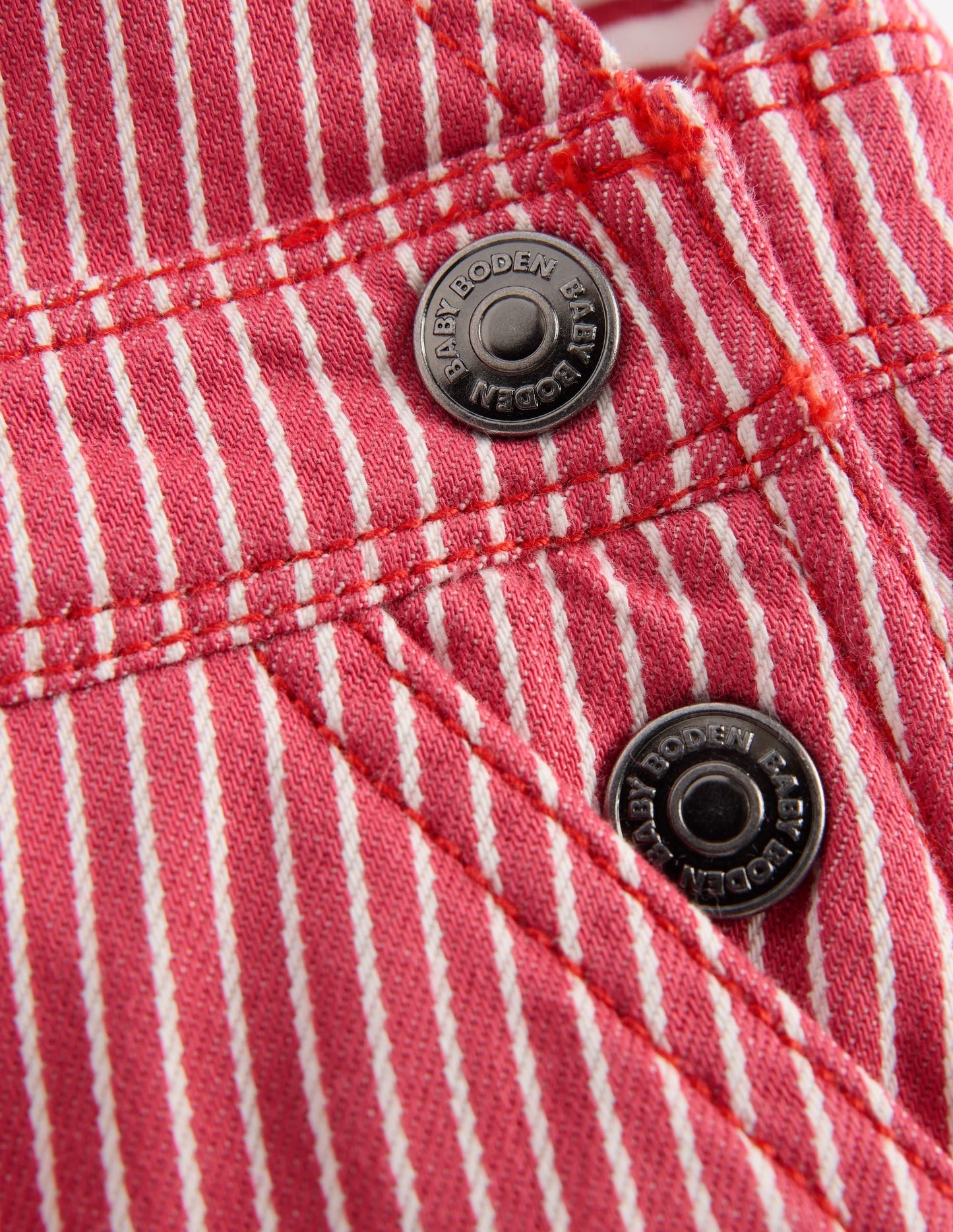 Woven Dungarees-Holly Berry Ticking Stripe