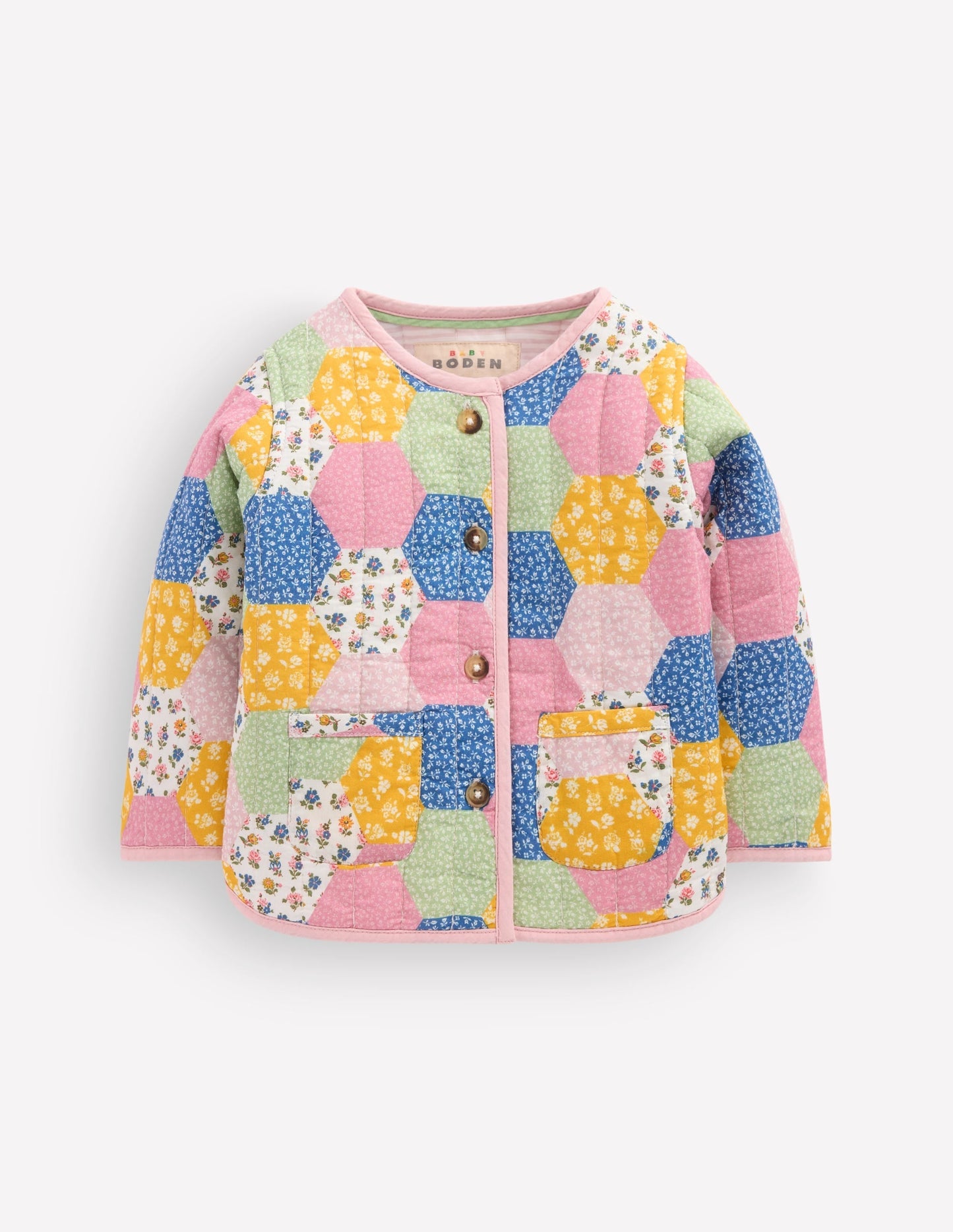 Quilted Jacket-Multi Patchwork Print