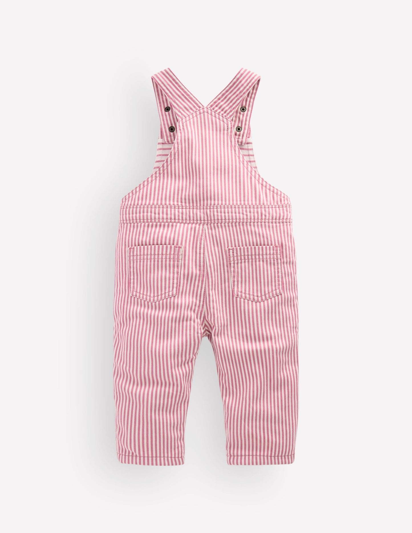 Woven Dungarees-Pink Stripe