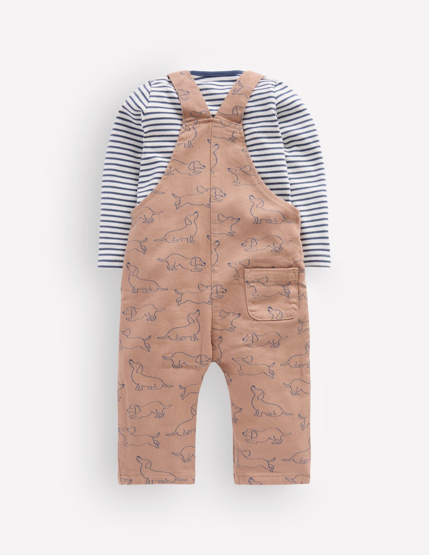Long Sleeve Dungaree Set-Brown Puppy