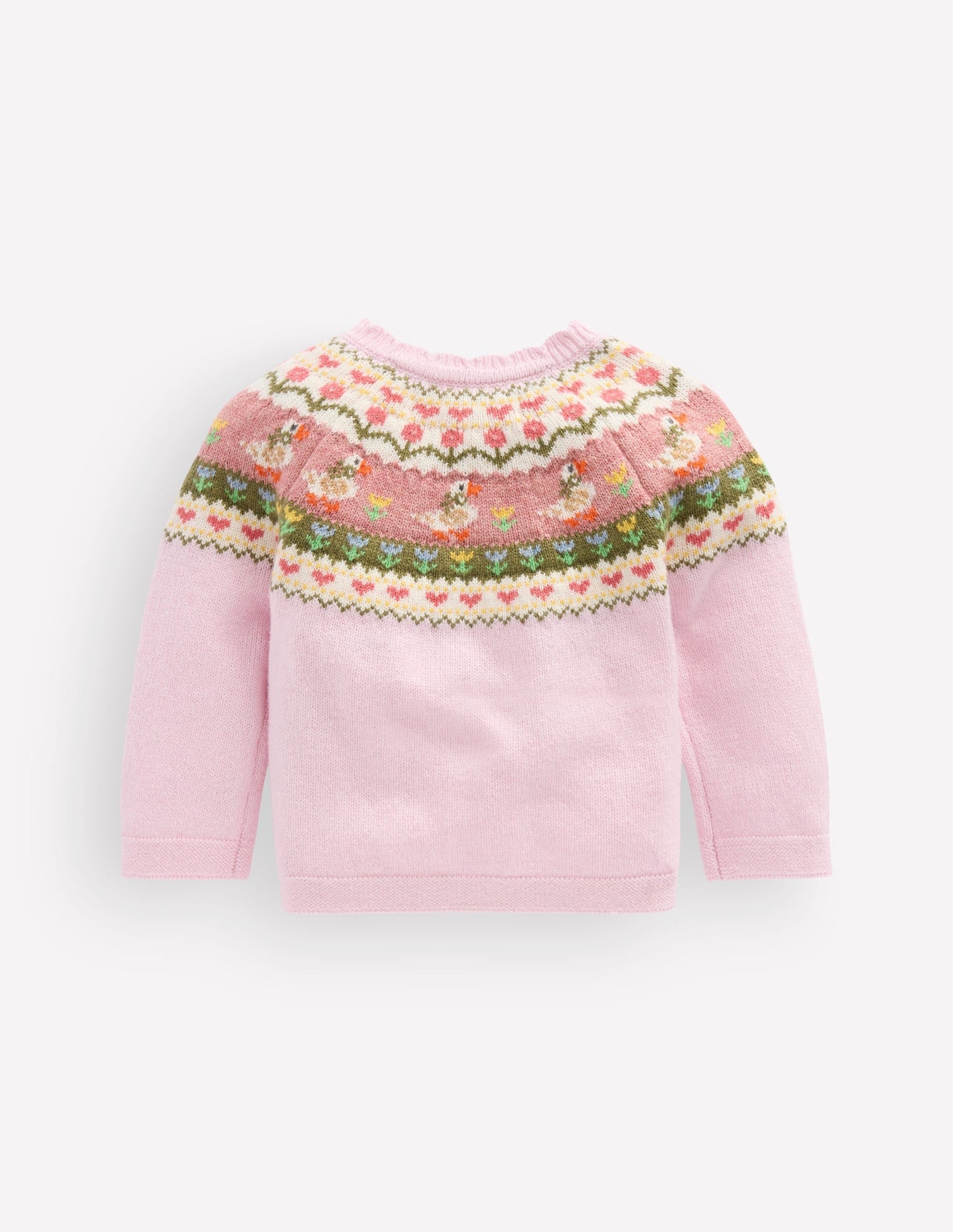 Fair Isle Cardigan-Chalk Pink Geese Fair Isle